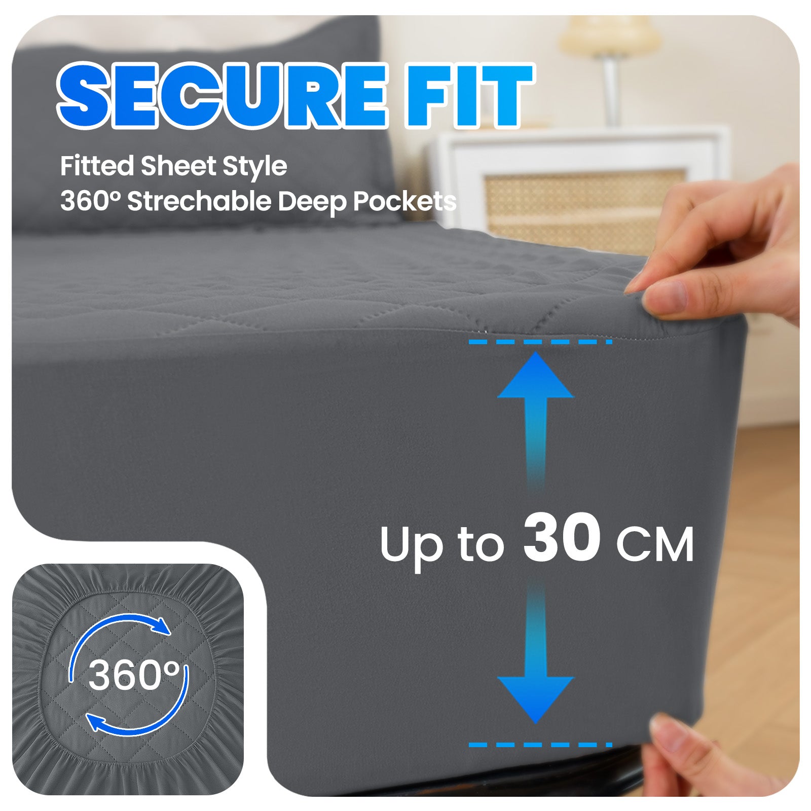Waterproof Mattress Protector 90x190cm with Deep Pocket