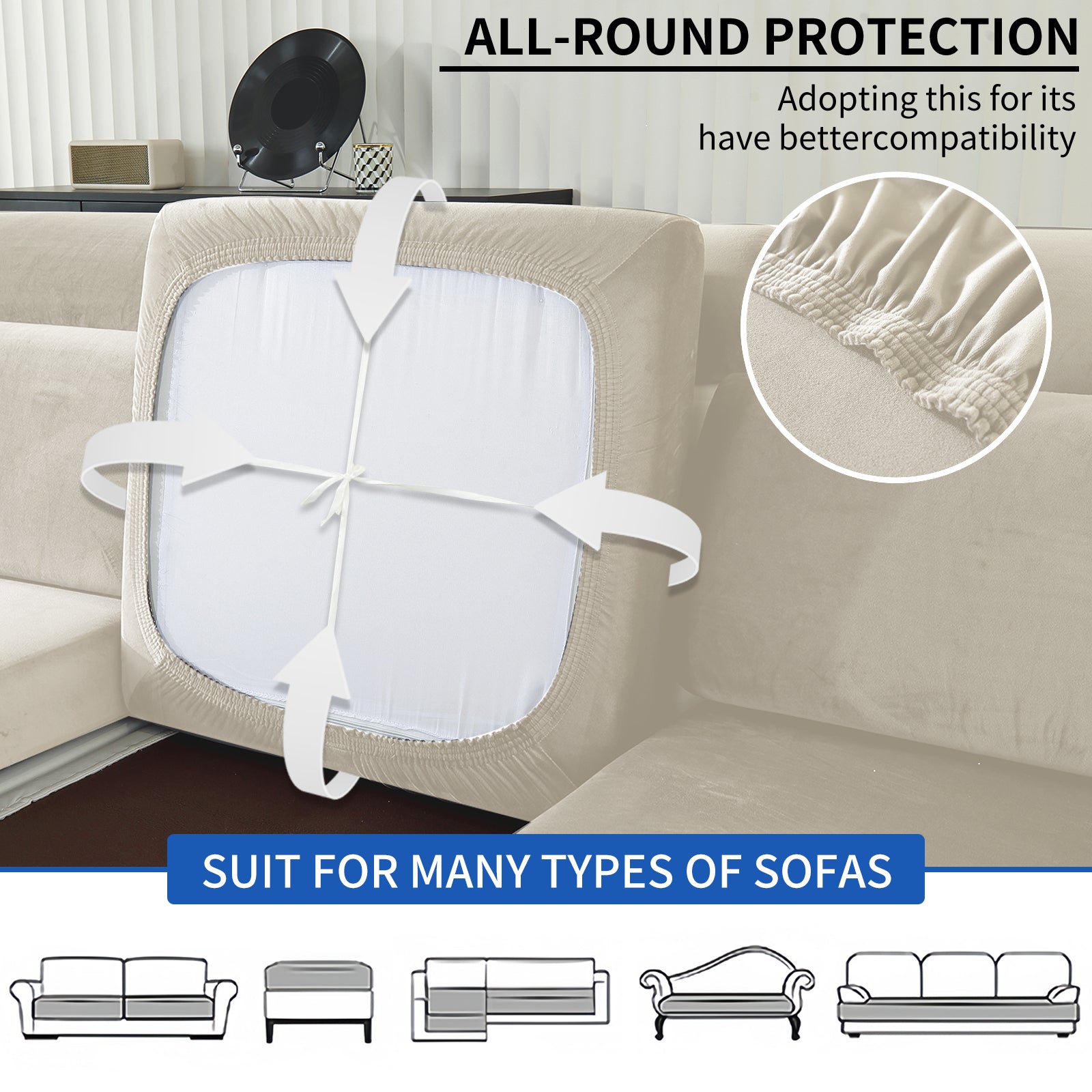 YSTYLE Samt-Stretch-Sofaschoner 1-sitzig Anti-Rutsch