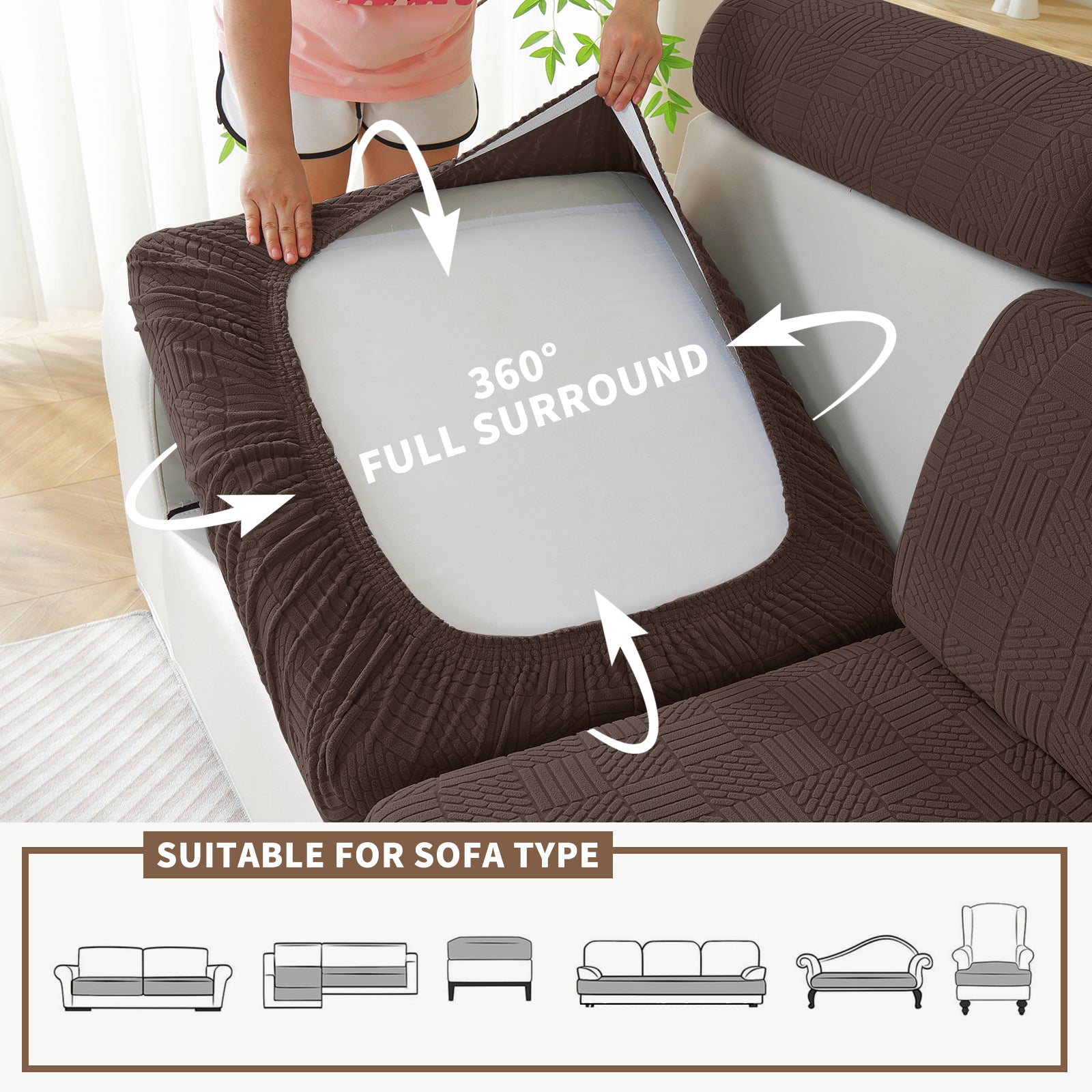 YSTYLE Copertura per sedile divano elasticizzata 1 posto motivo geometrico