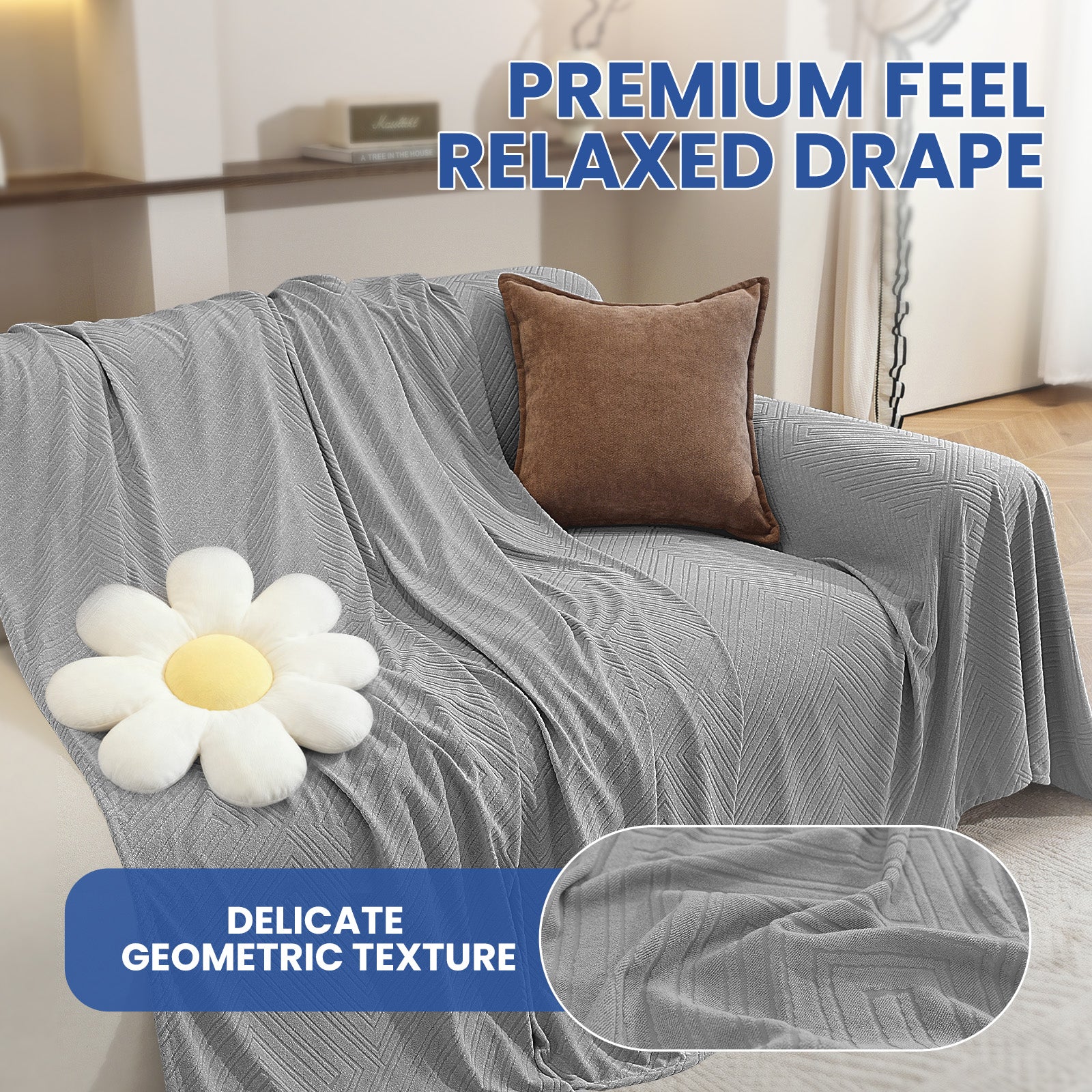 Ystyle 3 Seater Sofa Cover, 180x340 cm, Anti-Claw Protection, Soft Universal Sofa Cover, Anti-Dust, Large Size Modern Washable Sofa Throw