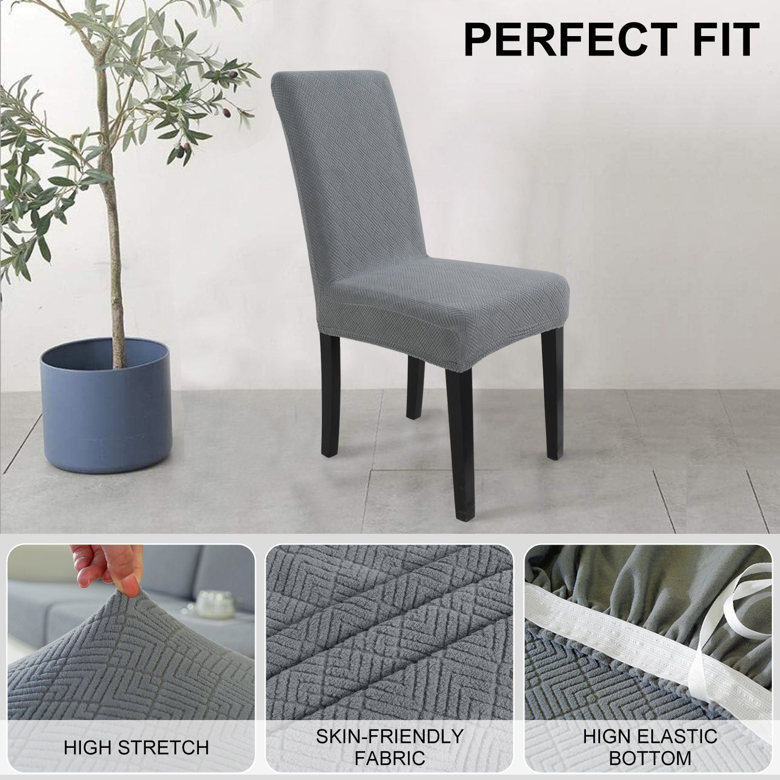 YSTYLE 4 pezzi coprisedie elastici con motivo jacquard a diamante