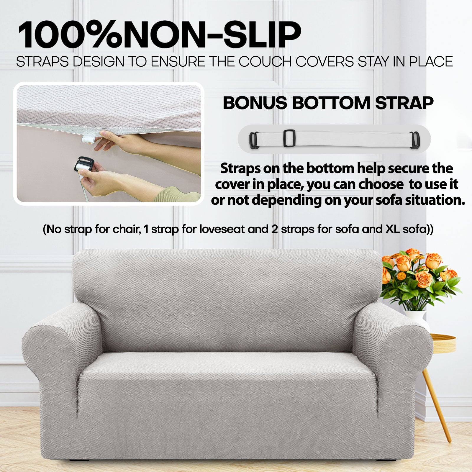 Manta para sofá de 3 asientos YSTYLE - Ajuste elástico, resistente a arañazos de mascotas, geométrico jacquard, antideslizante, lavable - Forma de espalda