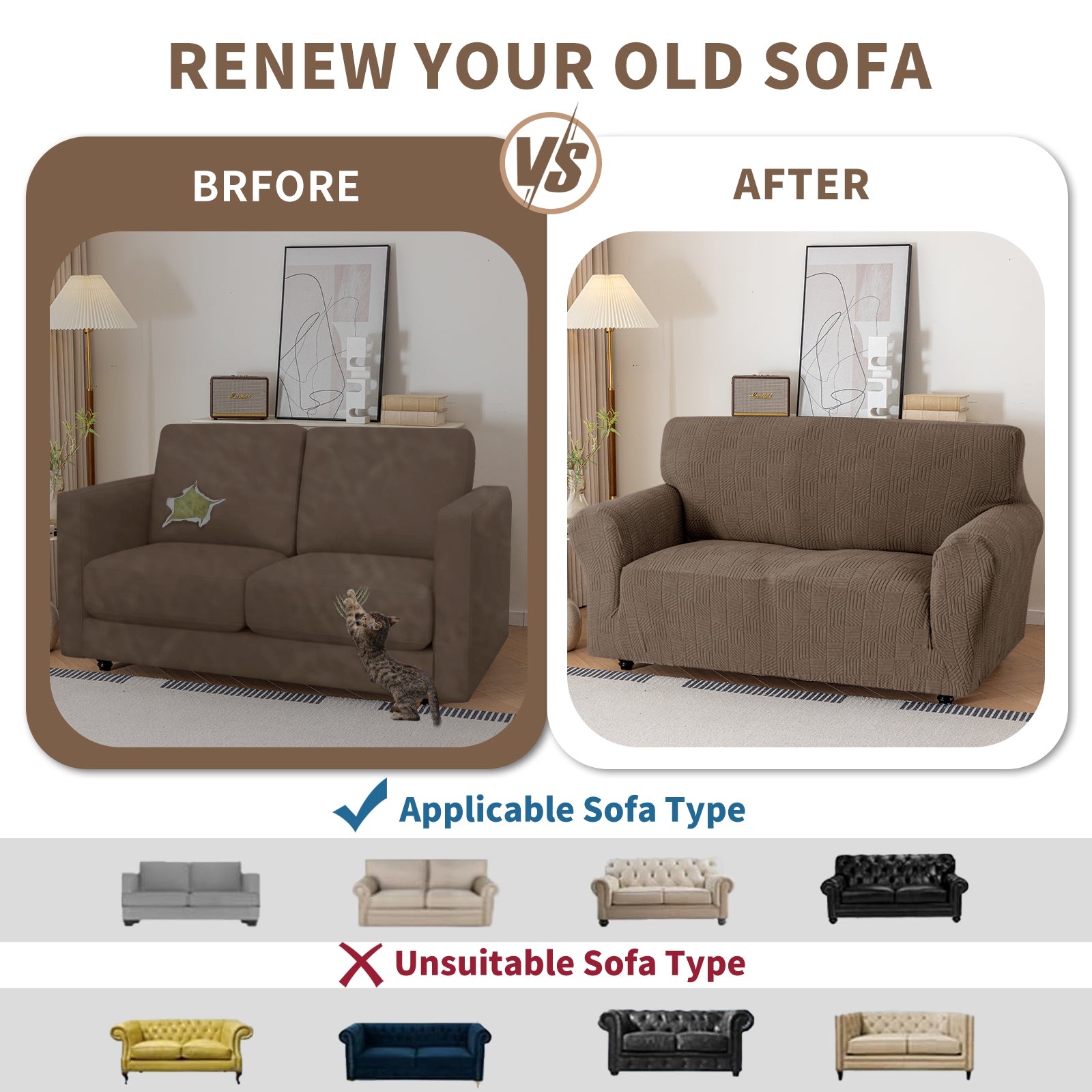 Copertura per divano a 3 posti YSTYLE Stretch 180-234 cm con motivo geometrico