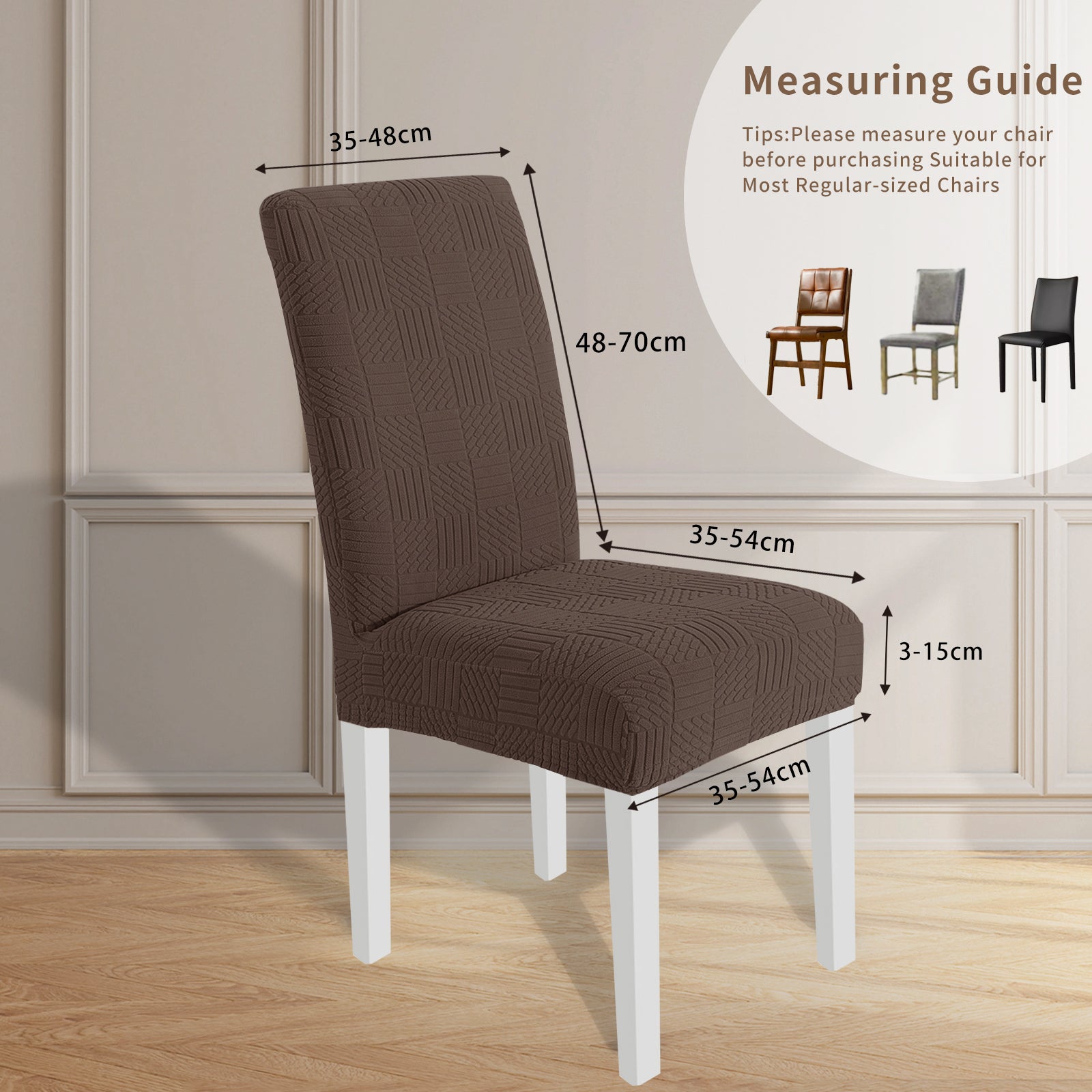 YSTYLE 2 Pieces élastique Dining Chair couvertures 48-70CM Back Height