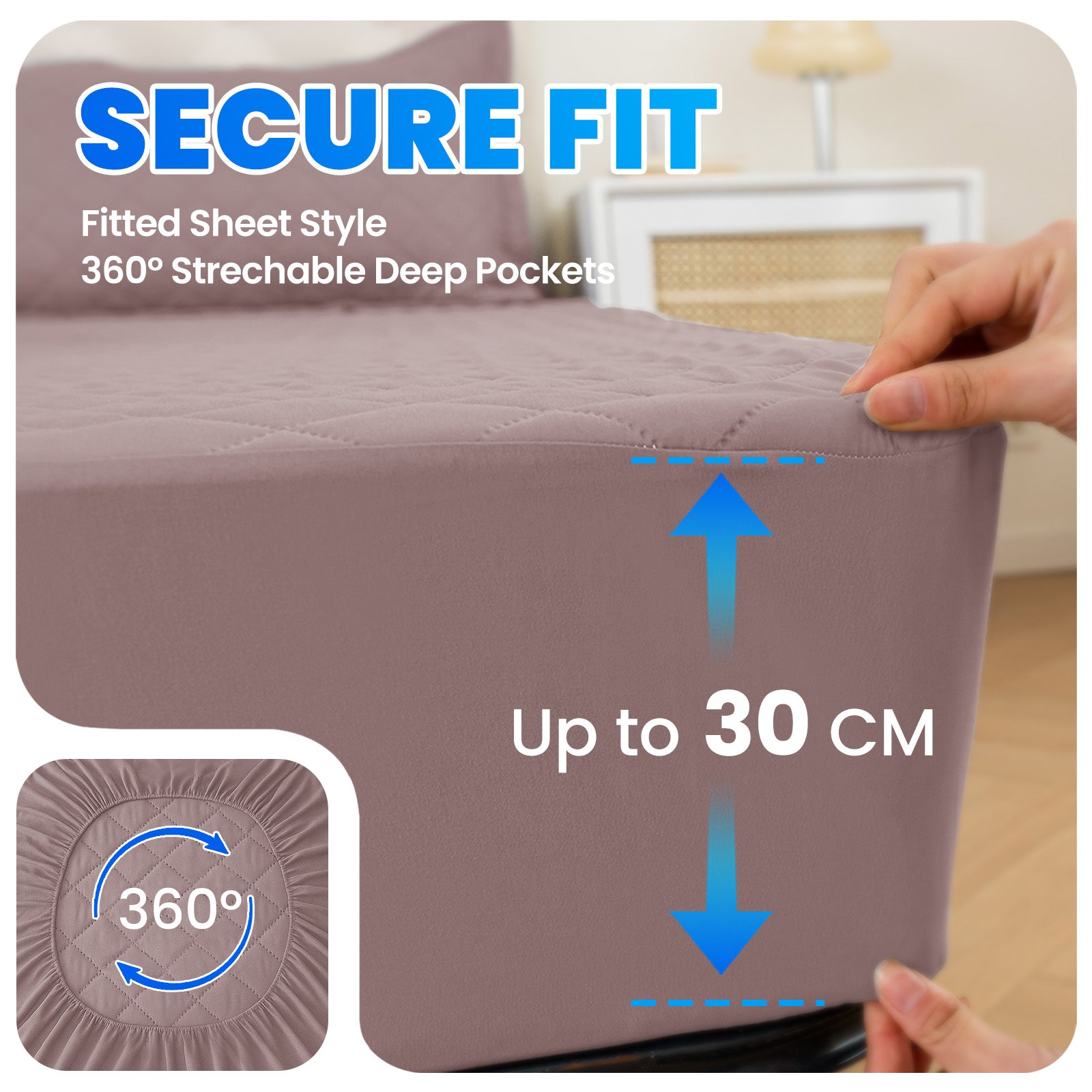 Waterproof Mattress Protector 90x190cm with Deep Pocket