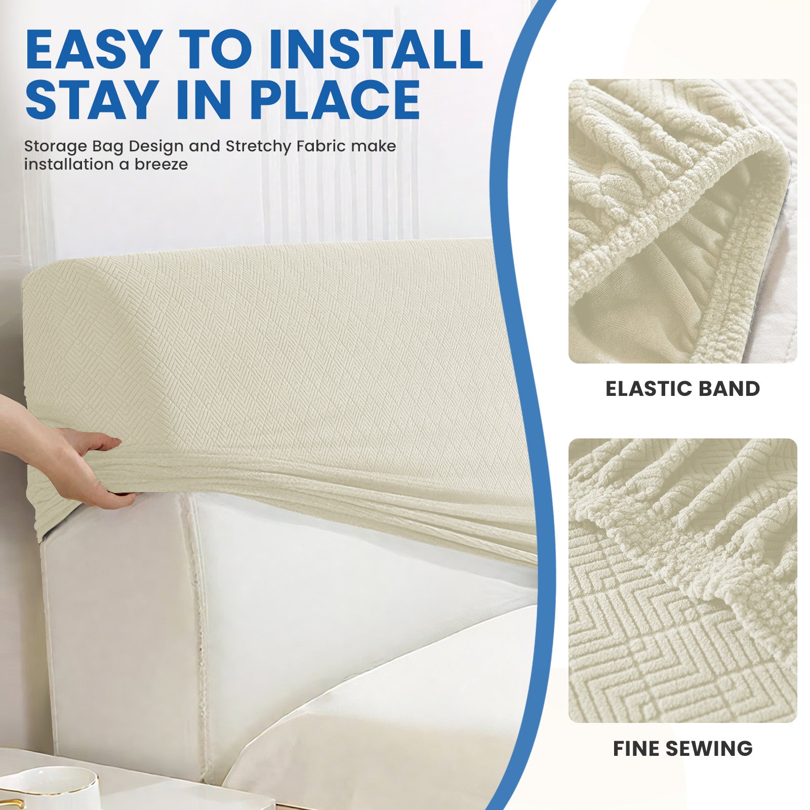 Ystyle 120cm Single Bed Headboard Cover Elasticated Headboard Slipcover, Universal Washable Single Bed Headboard Cover, Dust-Proof Headboard Protector