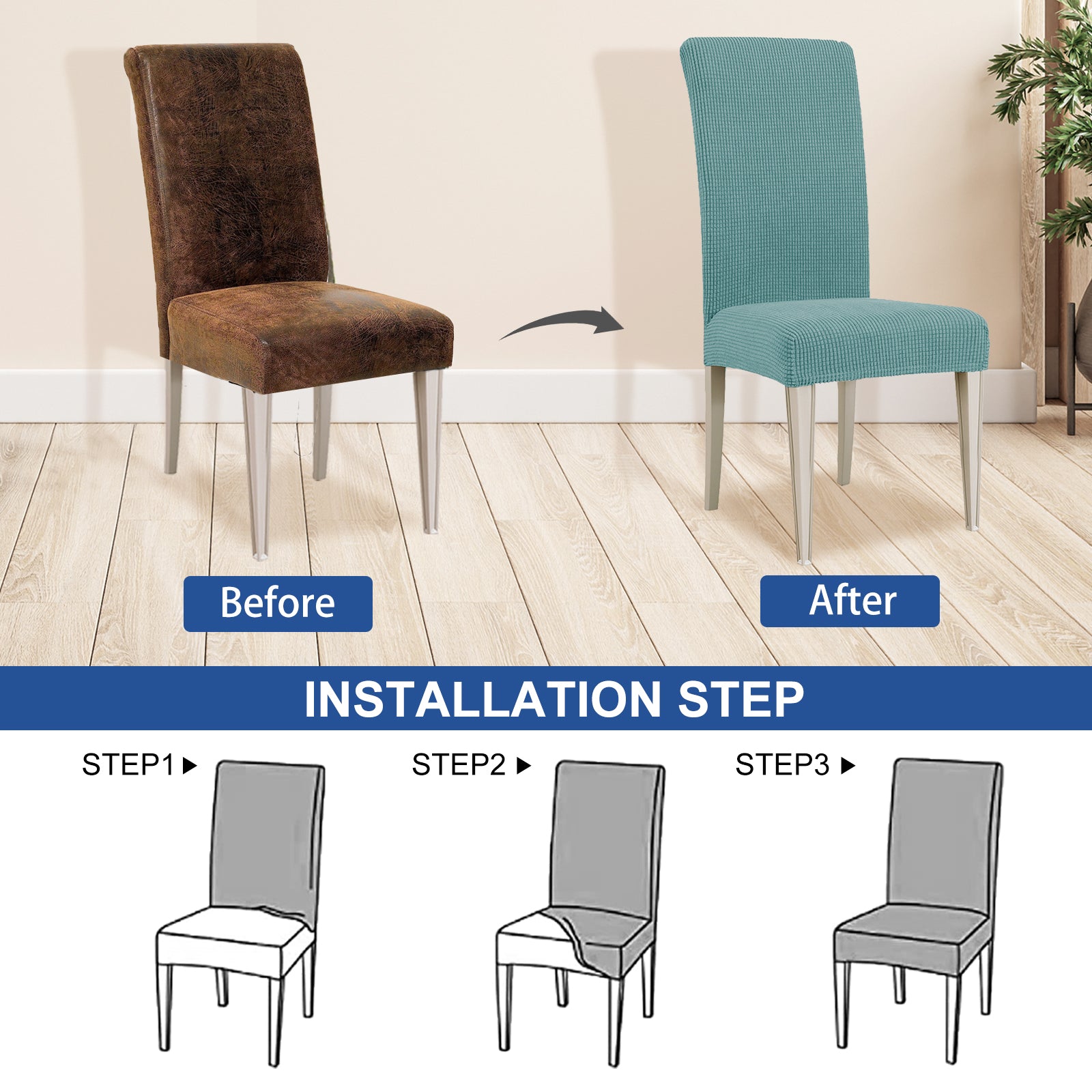 YSTYLE 6 Pieces Stretch Dining Chair Covers Jacquard Pattern