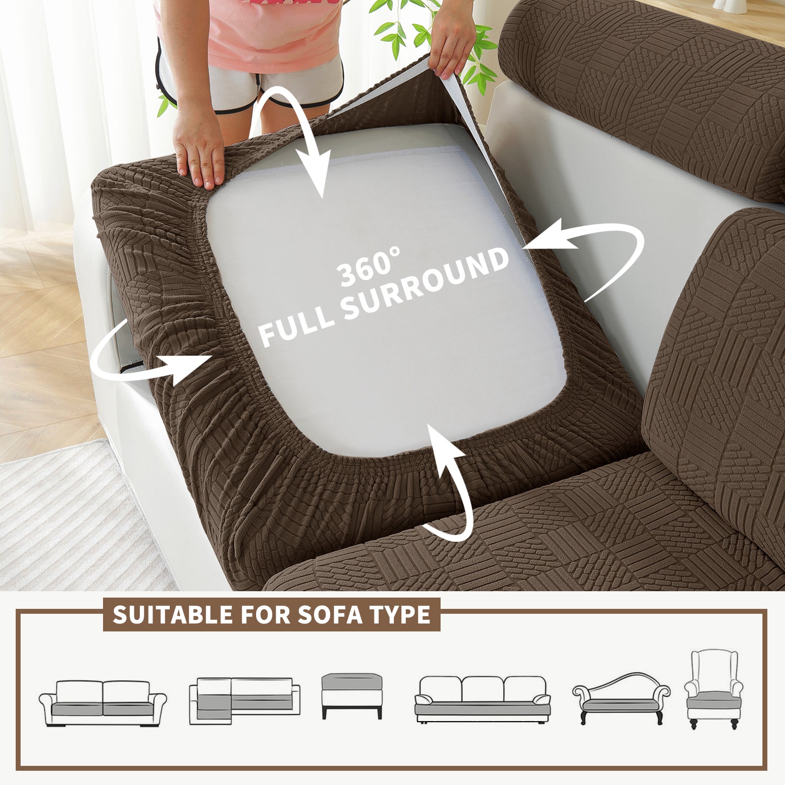 YSTYLE Copertura per sedile divano elasticizzata 1 posto motivo geometrico