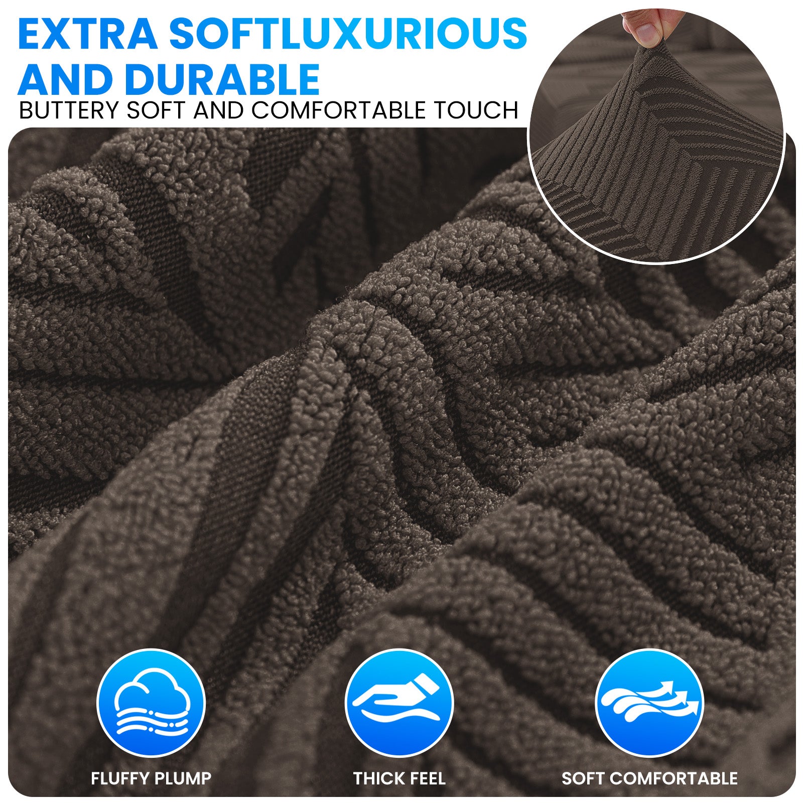 Ystyle Elastic Sofa Seat Cover, Universal Living Room Cushion Cover, Separate Sofa Cushion Slipcovers, Non-Slip, Stain-Resistant, Super Soft & Washable(2 Pieces+Chaise longue)