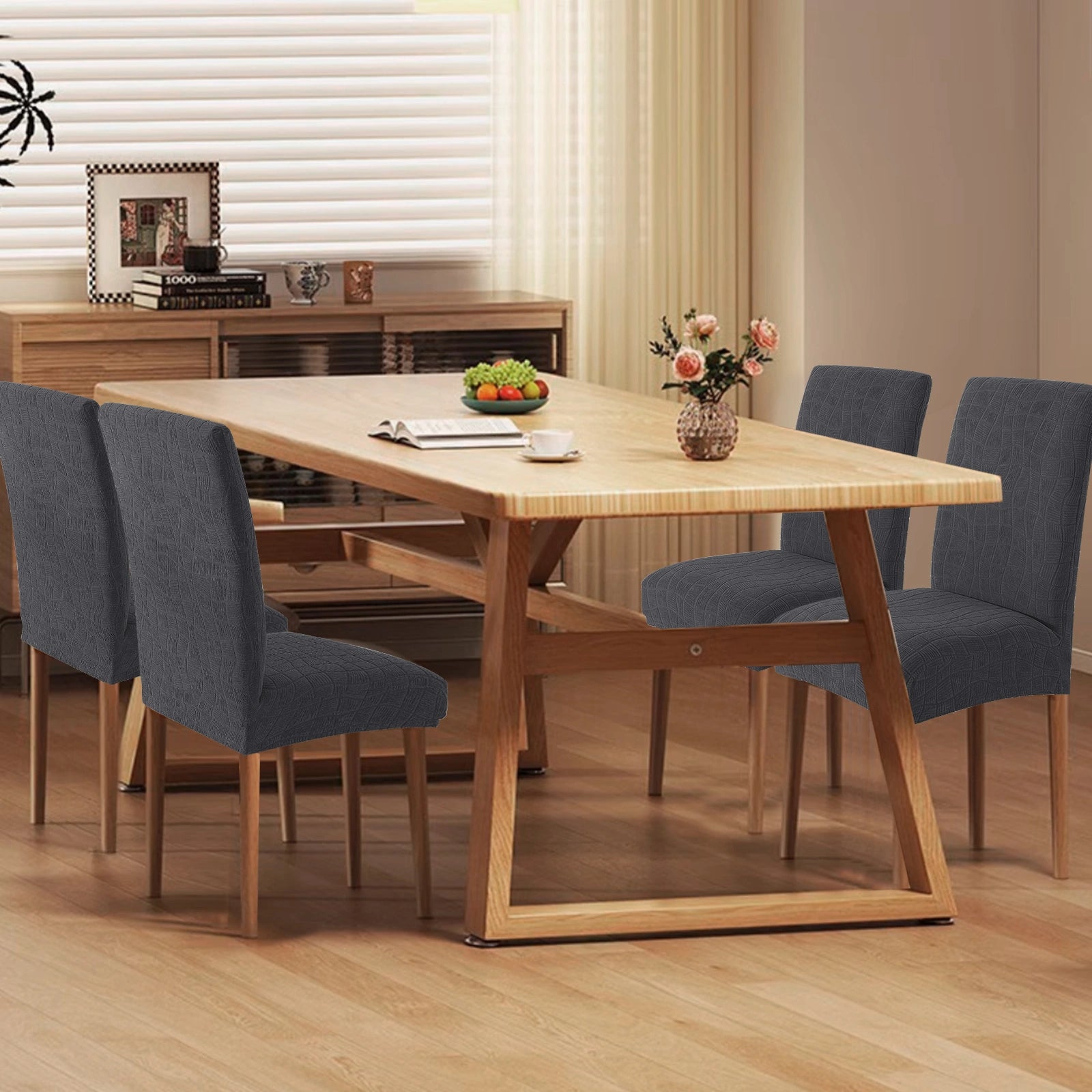 YSTYLE 4 PCS Fundas para Sillas – Ajuste Elástico, Resistente a los Rayones, Protector Universal para Sillas de Comedor - Ondulado 
