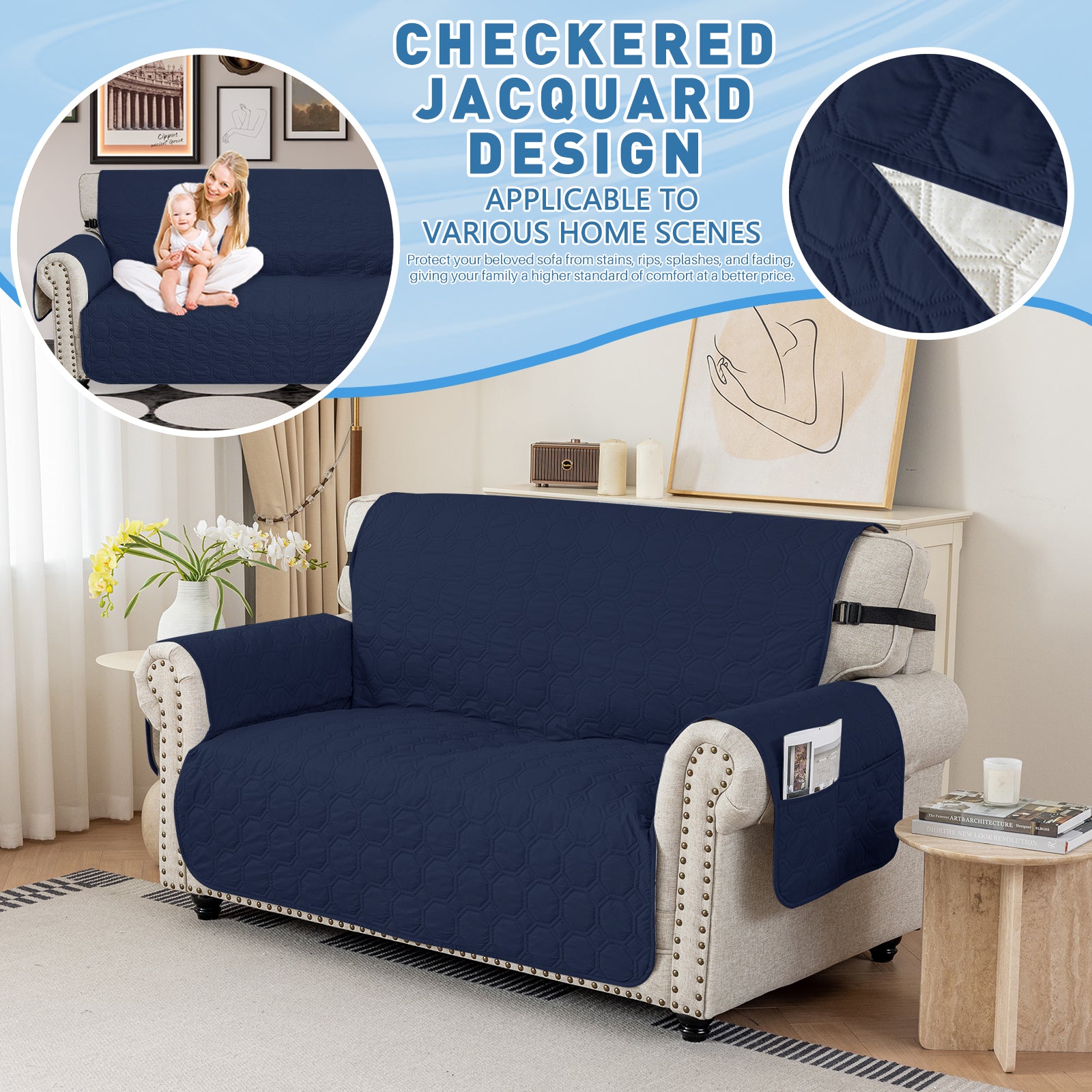 Copertura per divano impermeabile YSTYLE per 3 posti con braccioli, antiscivolo