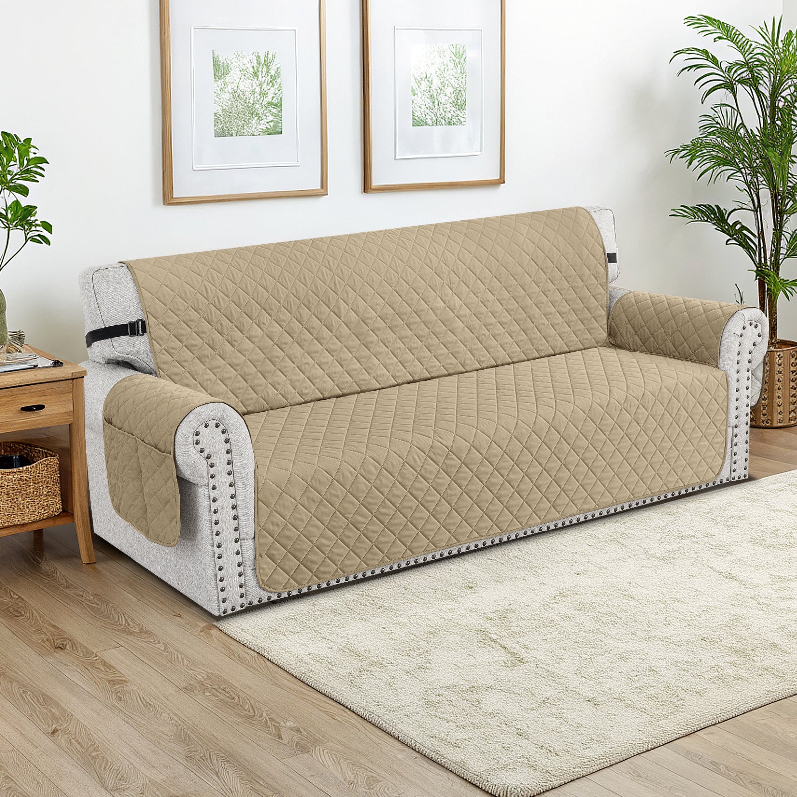 Ystyle Waterproof 1 Seater Sofa Cover with Side Pockets Anti-Slip