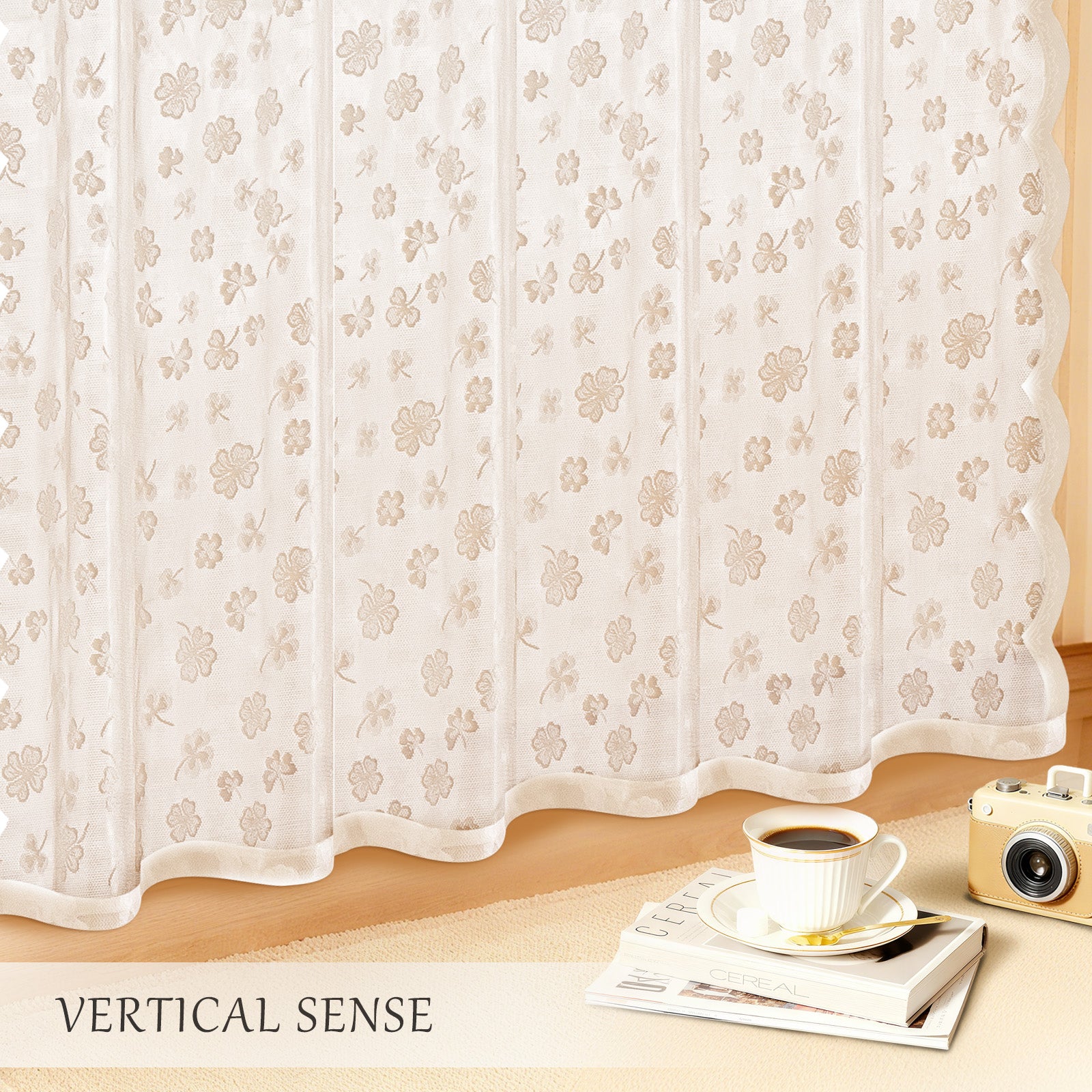 Ystyle 2 Panels Set, Semi-Sheer Indoor Curtains, 70x150cm, Classic Lace Voile Curtains with Rod Pocket, Lightweight