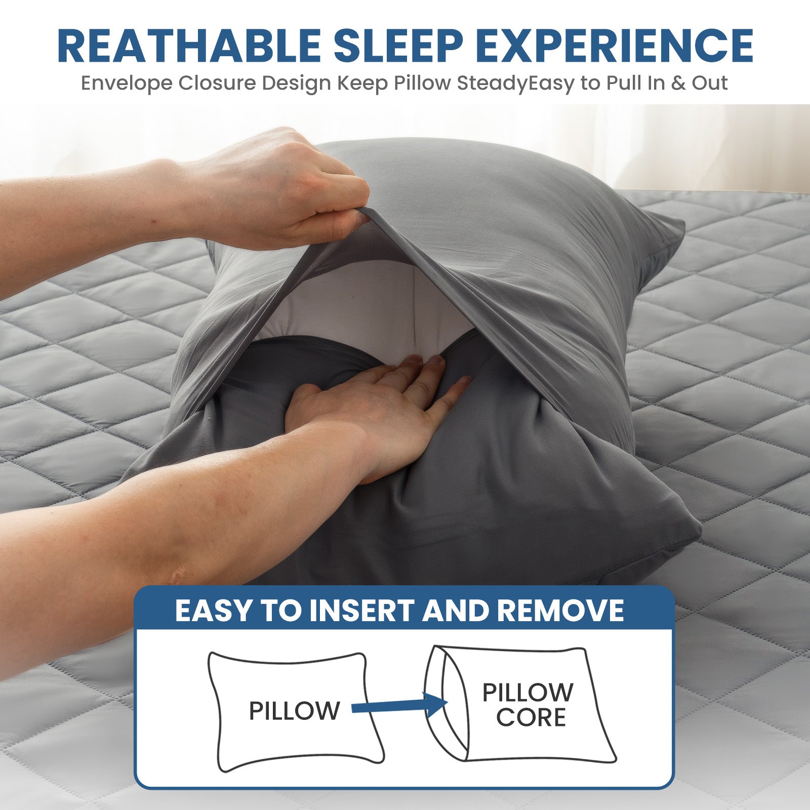 YSTYLE 2 Pieces Waterproof Bed Pillowcases 50x80cm Anti Mite-YSTYLE