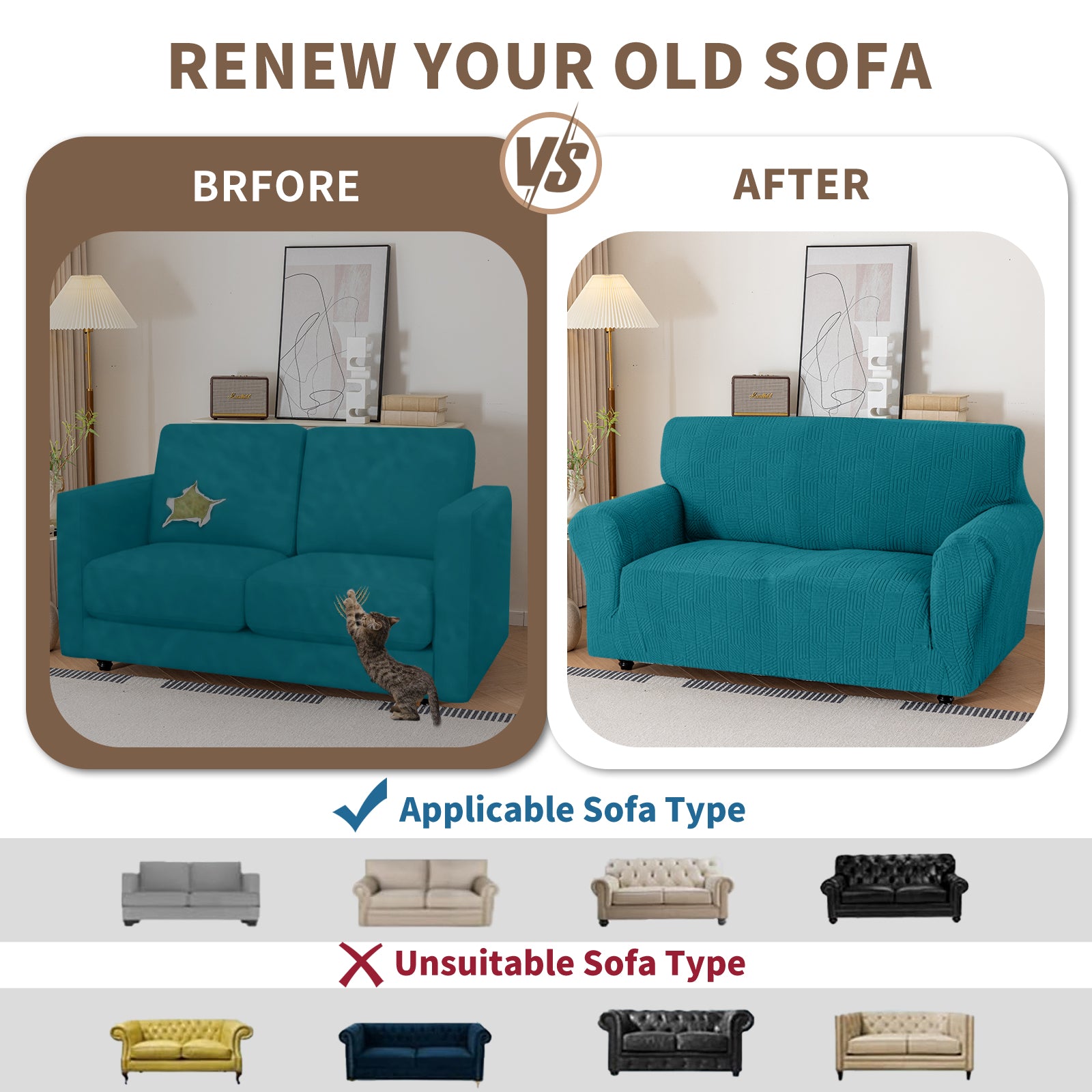 Copertura per divano a 3 posti YSTYLE Stretch 180-234 cm con motivo geometrico