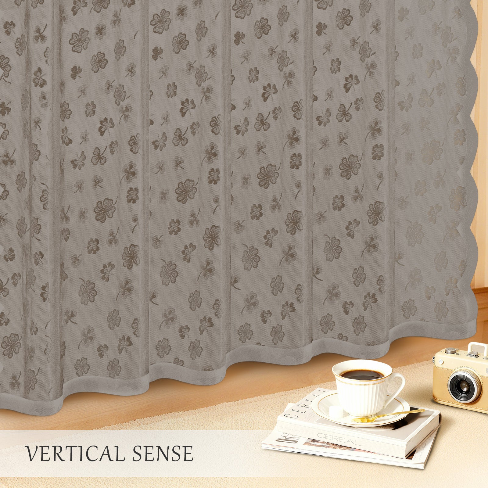 Ystyle 2 Panels Set, Semi-Sheer Indoor Curtains, 70x150cm, Classic Lace Voile Curtains with Rod Pocket, Lightweight