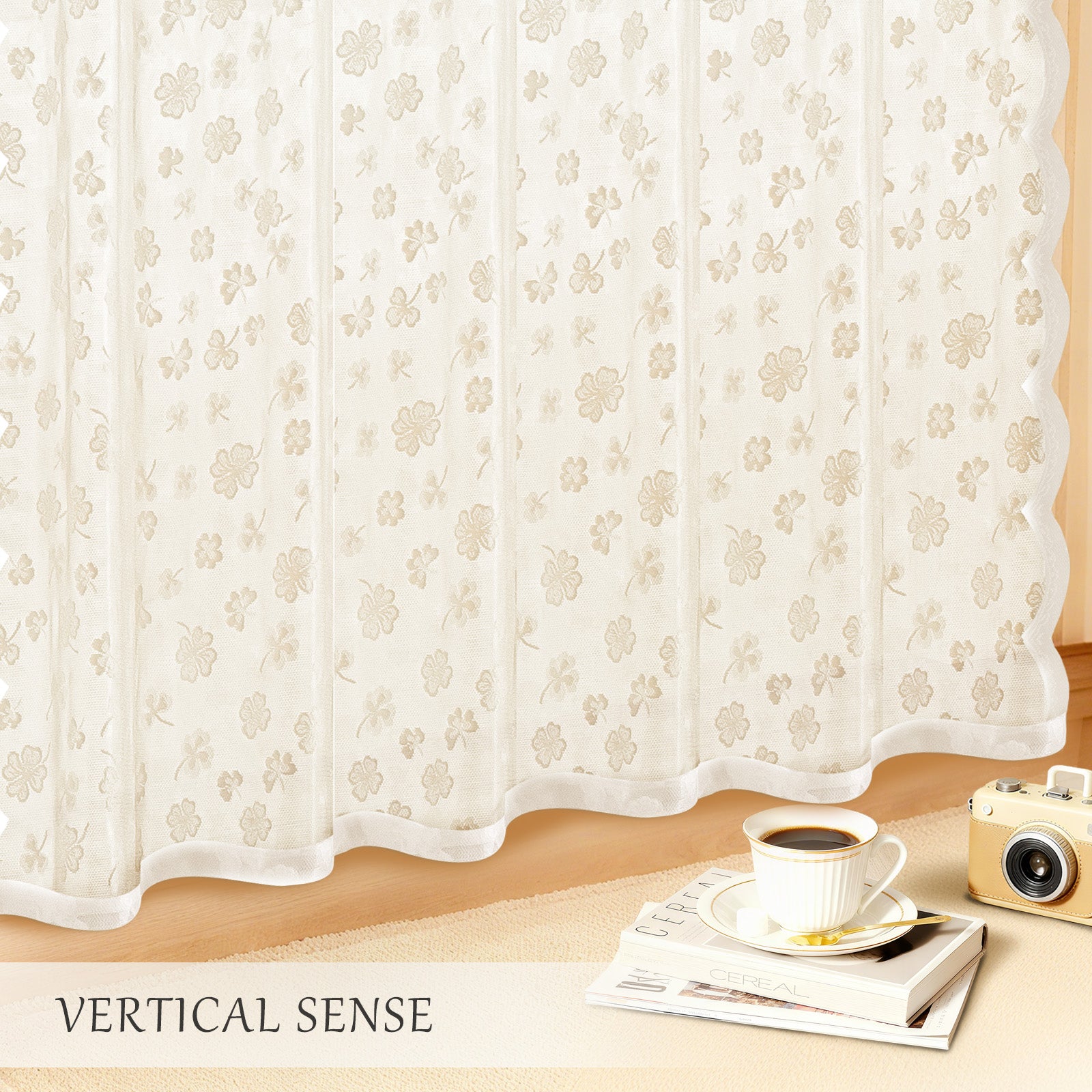 Ystyle 2 Panels Set, Semi-Sheer Indoor Curtains, 70x150cm, Classic Lace Voile Curtains with Rod Pocket, Lightweight