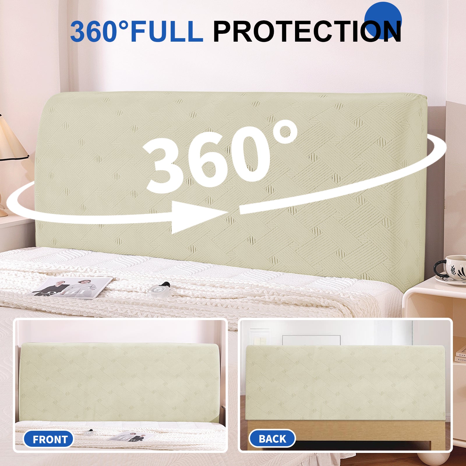 Ystyle 150cm Bed Headboard Cover, Elasticized Double/Single Bed Headboard Cover, Washable Double Bed Headboard Slipcover, Universal Dust-Proof Headboard Cover