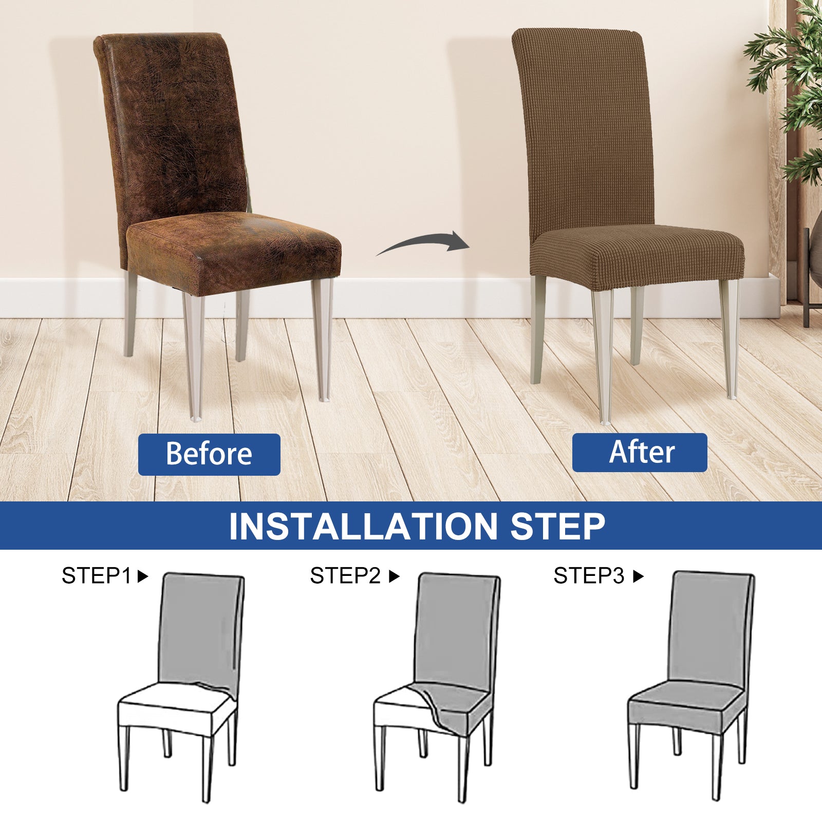 YSTYLE 6 Pieces Stretch Dining Chair Covers Jacquard Pattern
