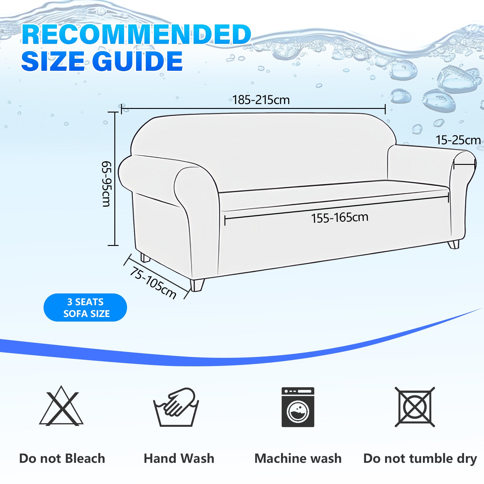 Ystyle Waterproof 3-Seater Sofa Cover with Armrests, Universal Elastic Sofa Protector, Washable Cat Scratch-Resistant Sofa Cover, Stain & Slip-Resistant Sofa Slipcover