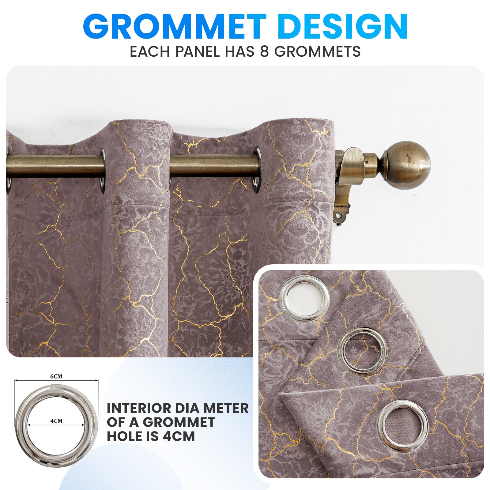 Ystyle 2 Stück Samt Verdunklungs Vorhänge 140x225 cm Gold Druck