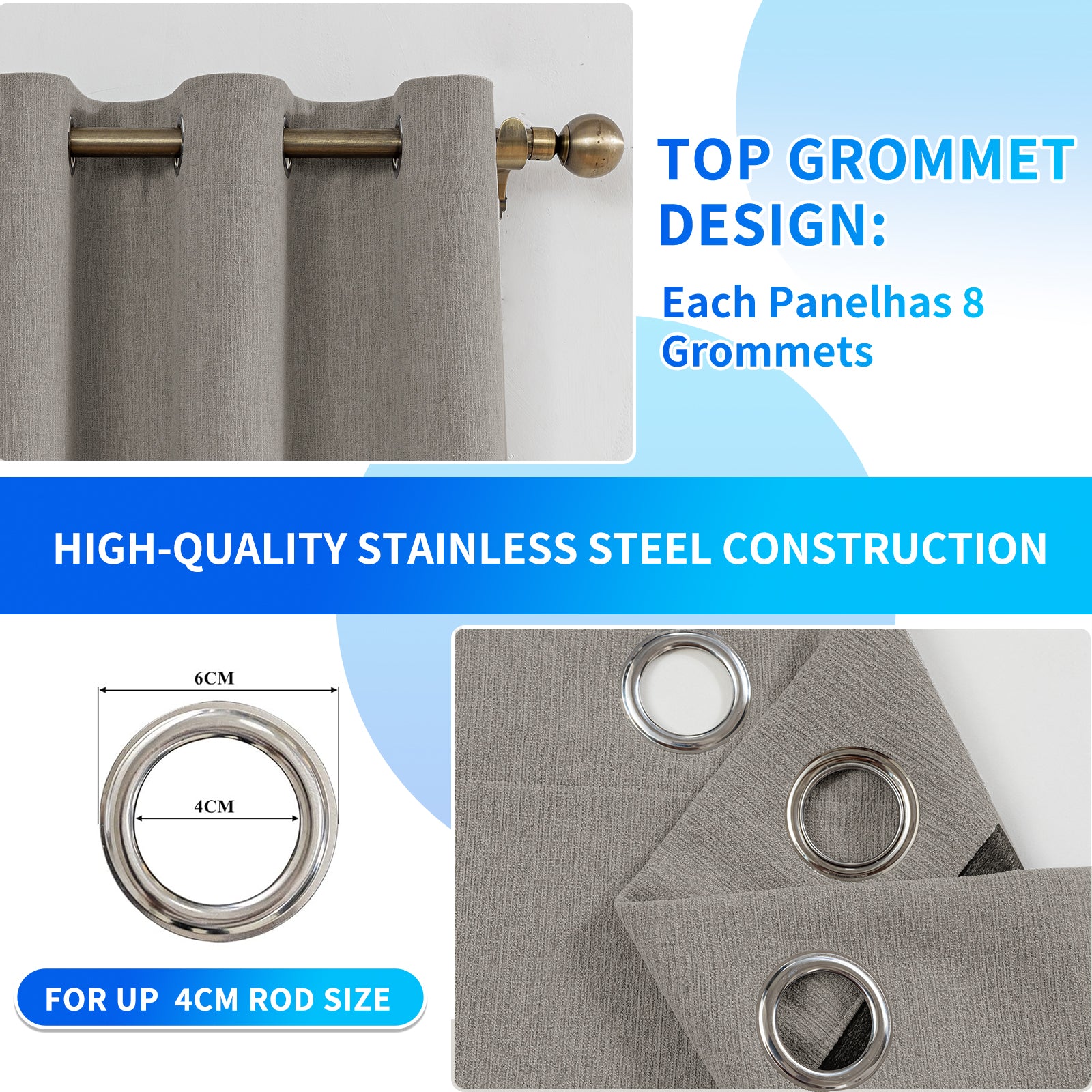 Ystyle 2 Pieces Linen Texture Blackout Curtains 140x145 cm Thermal