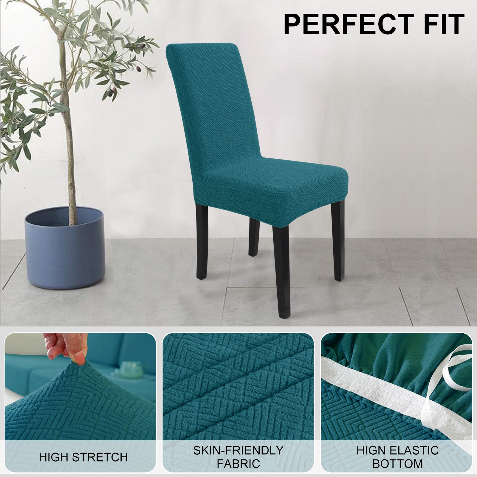 YSTYLE 4 pezzi coprisedie elastici con motivo jacquard a diamante