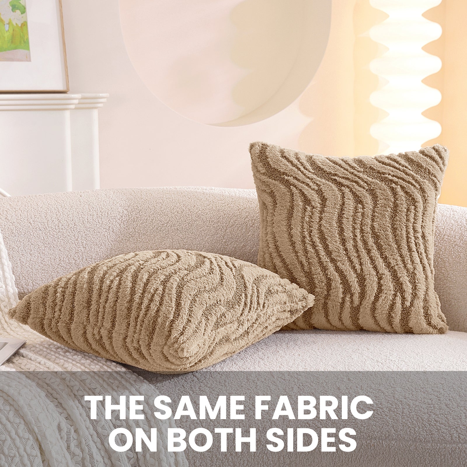 Ystyle Sofa Cushion Covers 60 x 60 cm Set of 2 Soft Plush Striped Cushion Covers Modern Elegant Decorative Durable Cushion Covers for Sofa Living Room Bedroom