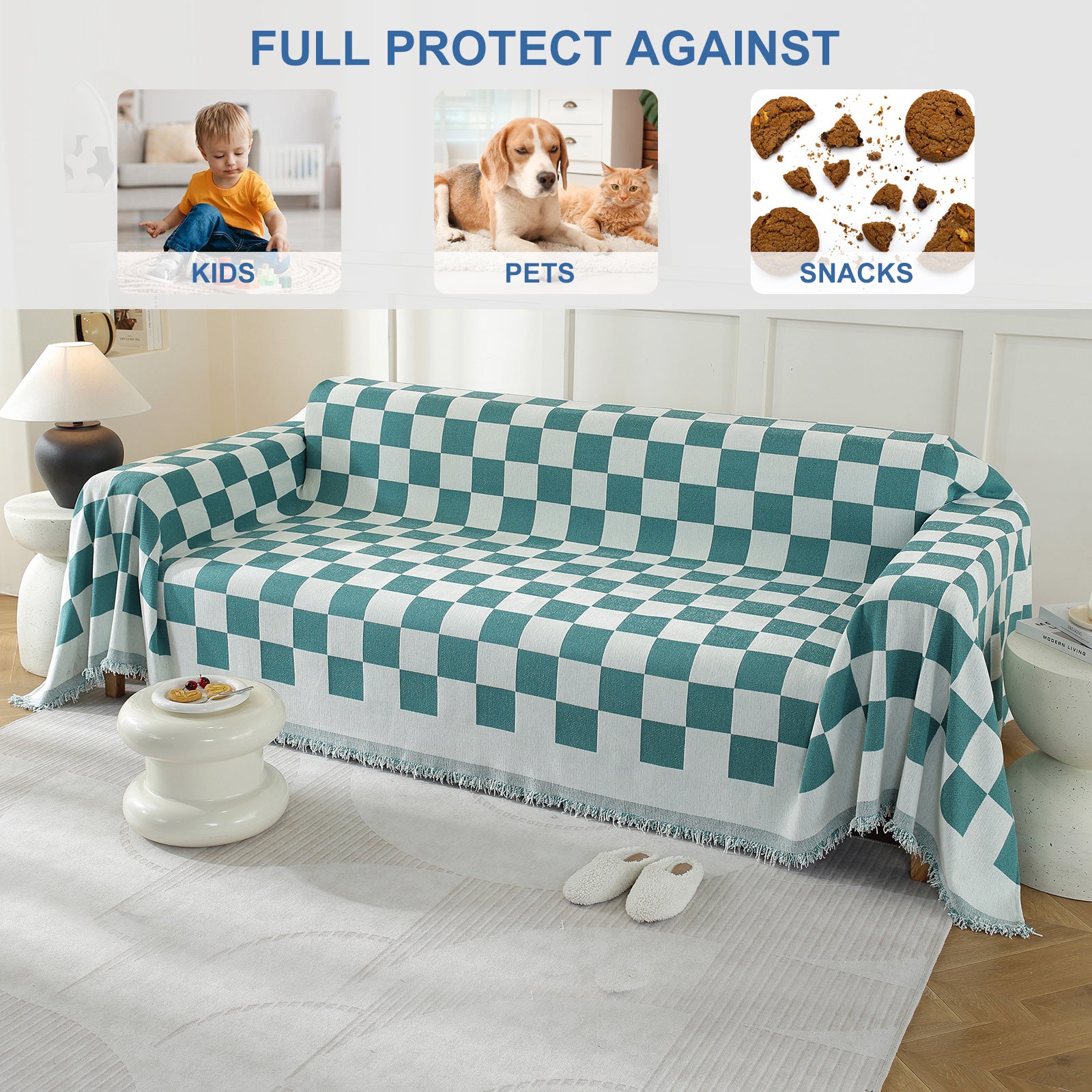 YSTYLE 2 Seater canapé Throw Blanket 180x280CM Stain Resistant