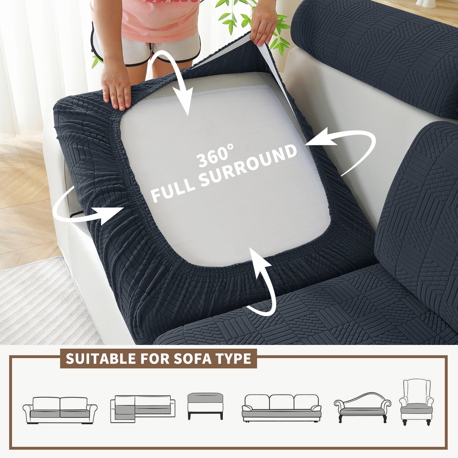 YSTYLE Copertura per sedile divano elasticizzata 1 posto motivo geometrico