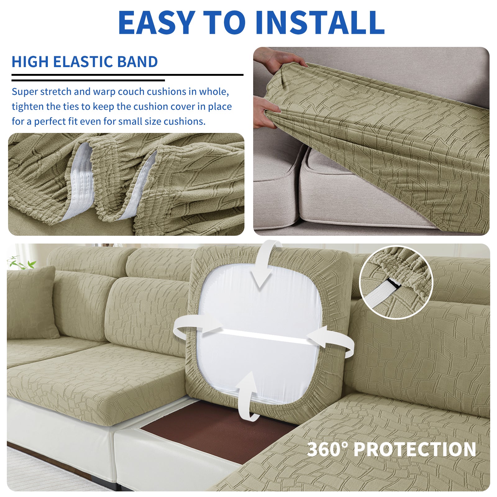 YSTYLE 2 pezzi Copertura per sedile divano elasticizzata 1 posto geometrico anti-scivolo