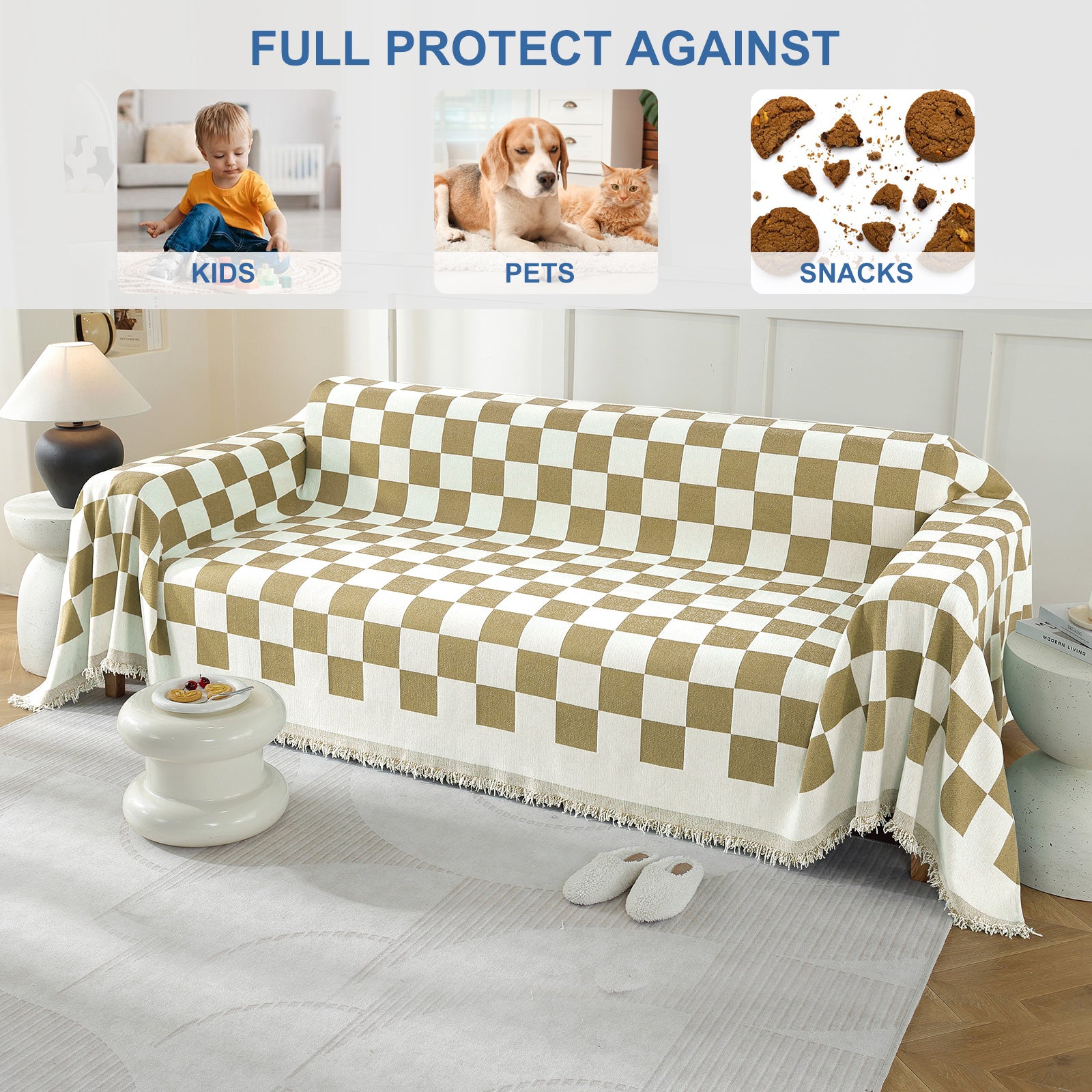 YSTYLE 2 Seater canapé Throw Blanket 180x280CM Stain Resistant