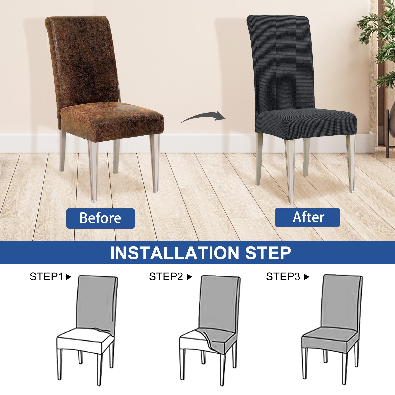 YSTYLE 6 Pieces Stretch Dining Chair Covers Jacquard Pattern