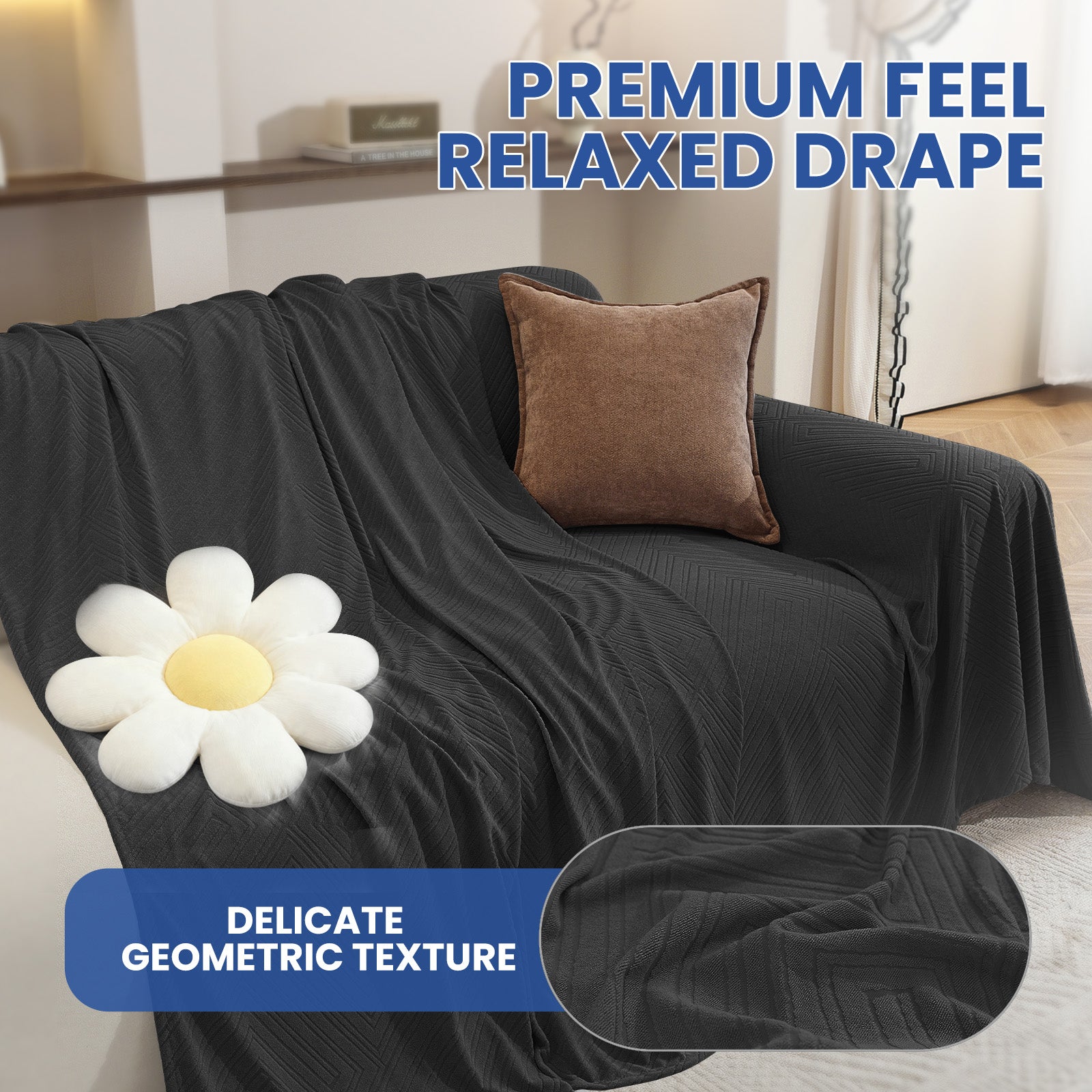 Ystyle 3 Seater Sofa Cover, 180x340 cm, Anti-Claw Protection, Soft Universal Sofa Cover, Anti-Dust, Large Size Modern Washable Sofa Throw