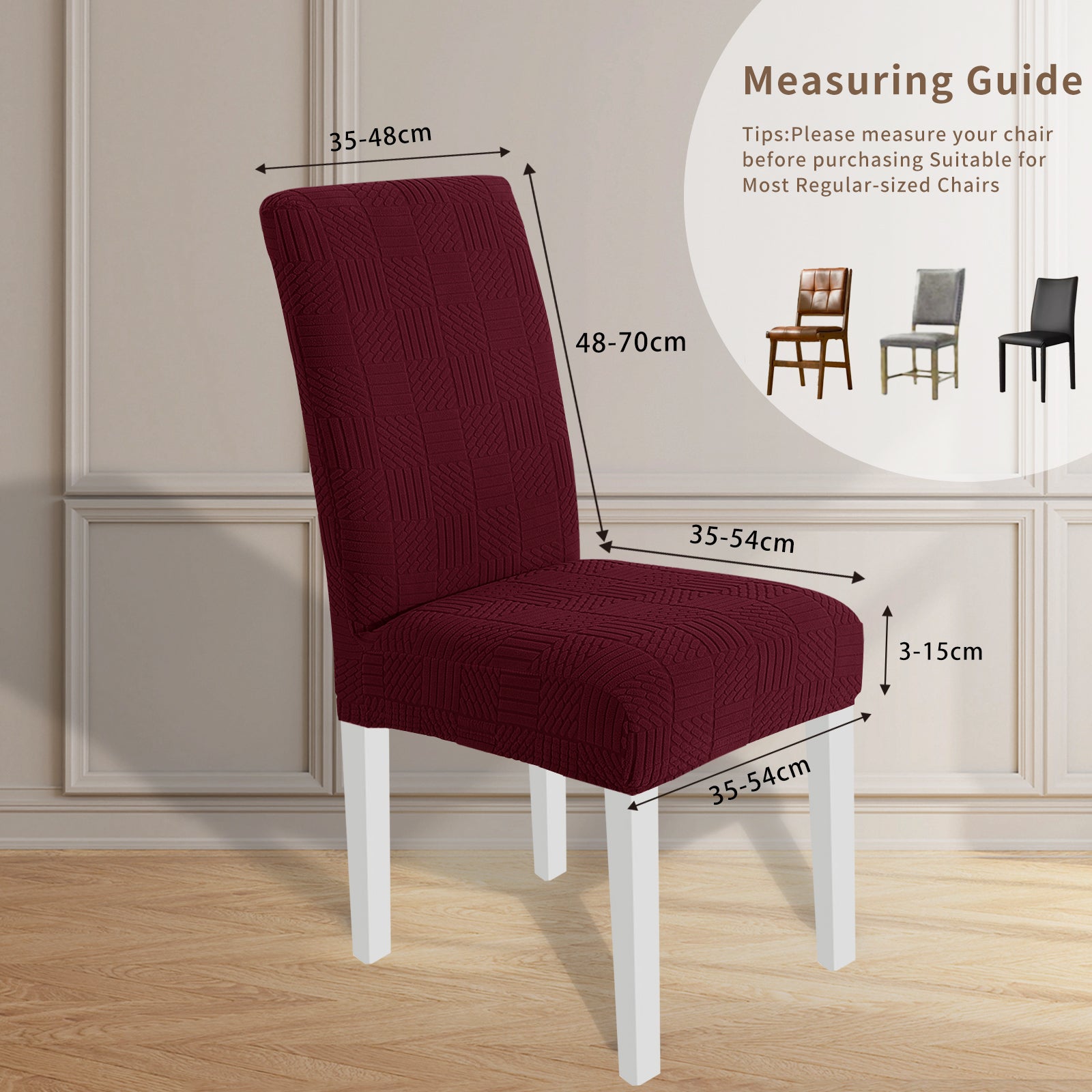 YSTYLE 2 Pieces élastique Dining Chair couvertures 48-70CM Back Height