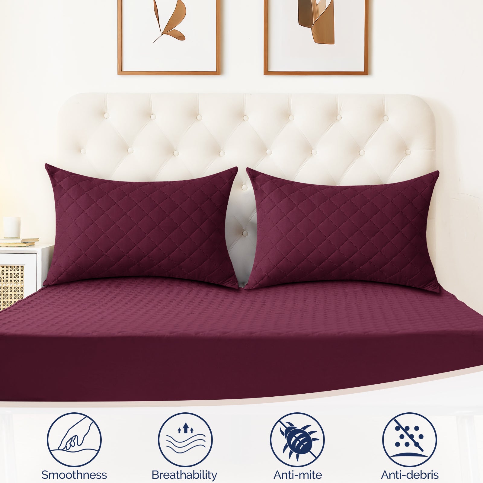 YSTYLE 2 Waterproof Pillowcases 50x80cm Breathable Anti Mite-YSTYLE