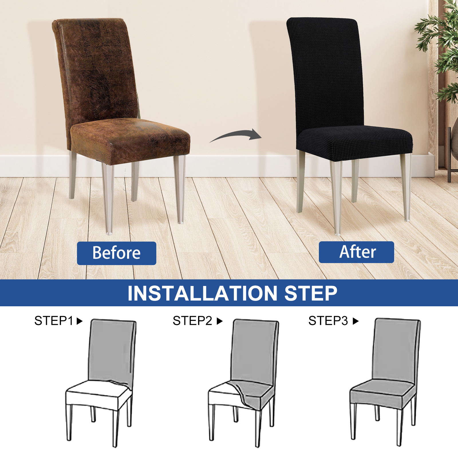 YSTYLE 6 Pieces Stretch Dining Chair Covers Jacquard Pattern