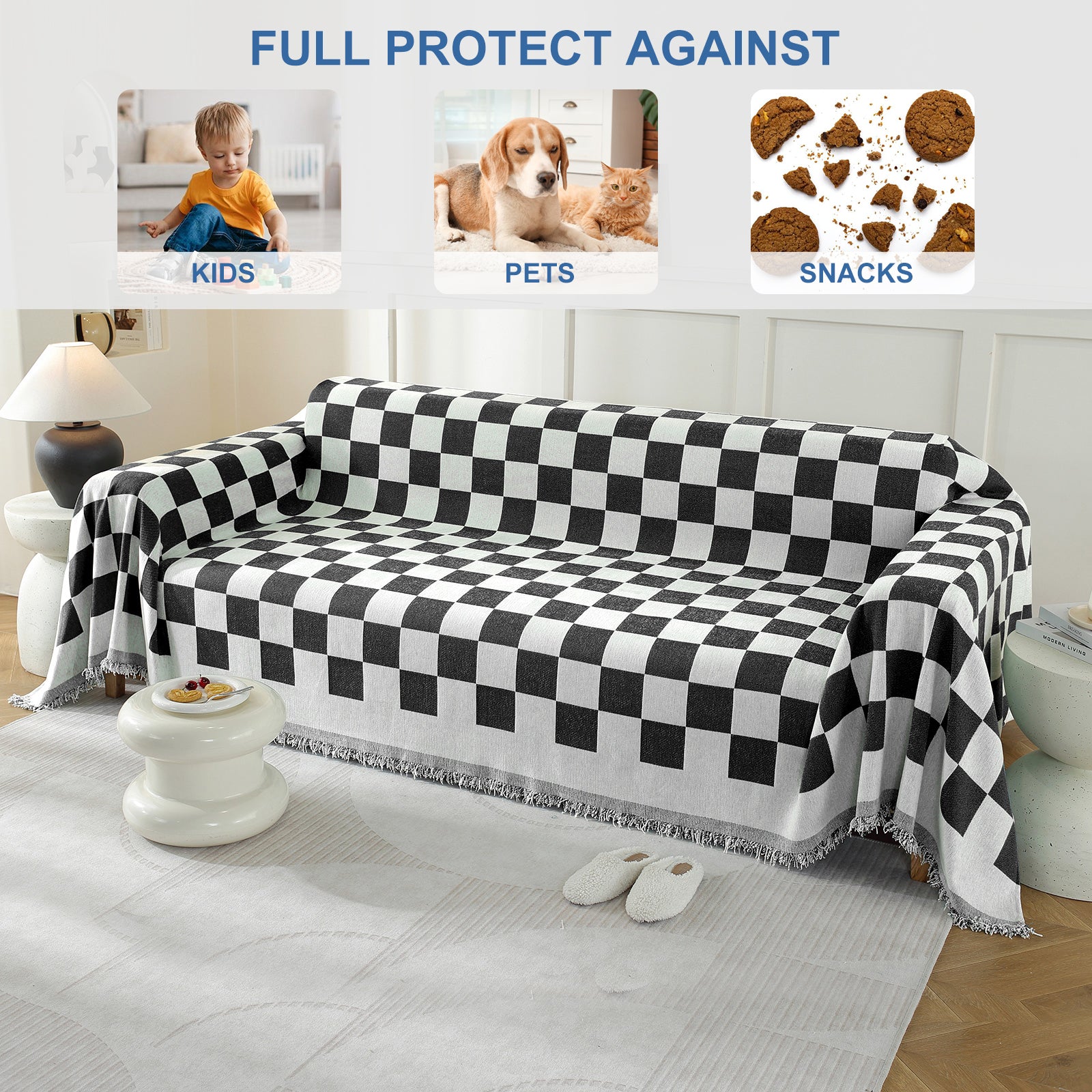 YSTYLE 2 Seater canapé Throw Blanket 180x280CM Stain Resistant