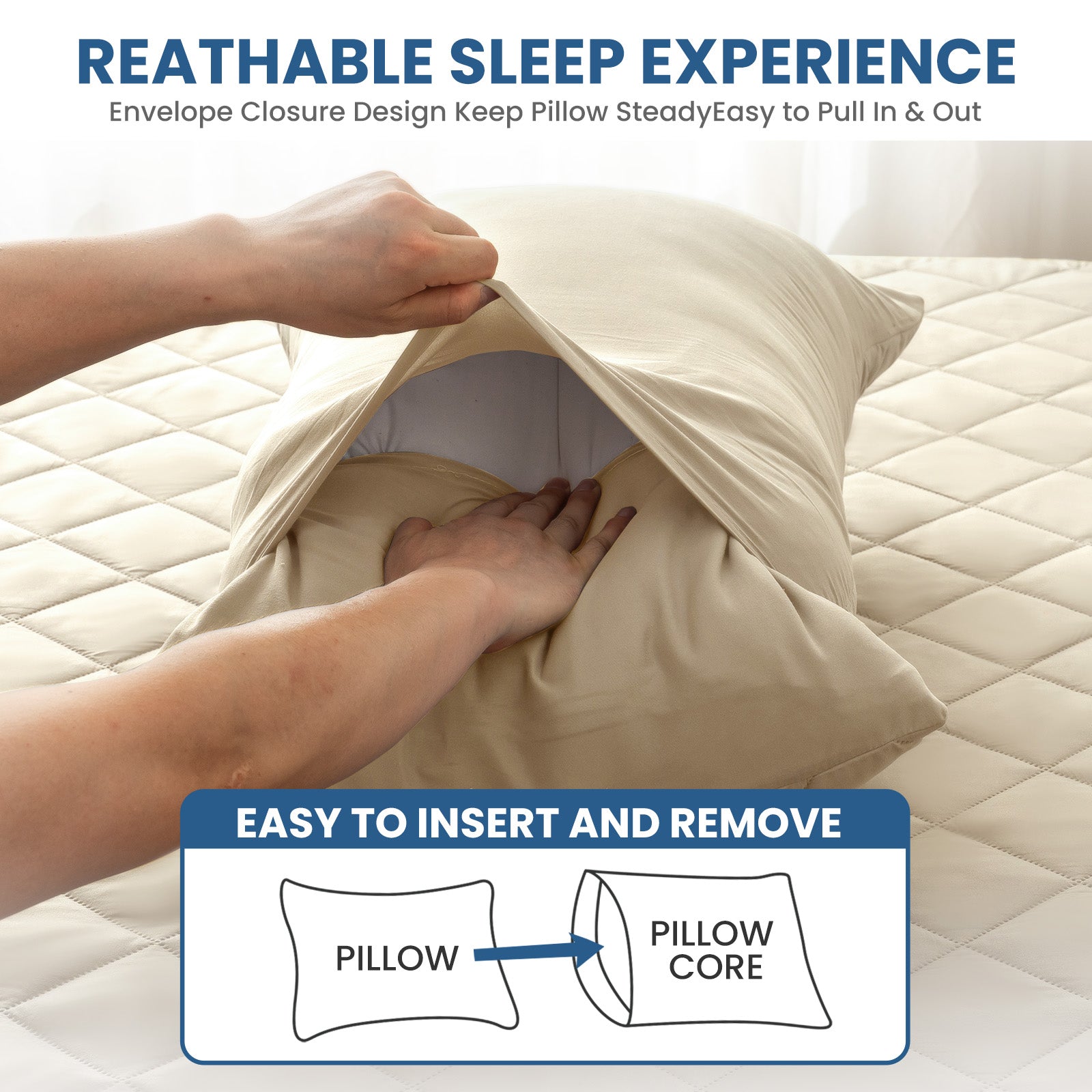 YSTYLE 2 Pieces Waterproof Bed Pillowcases 50x80cm Anti Mite-YSTYLE
