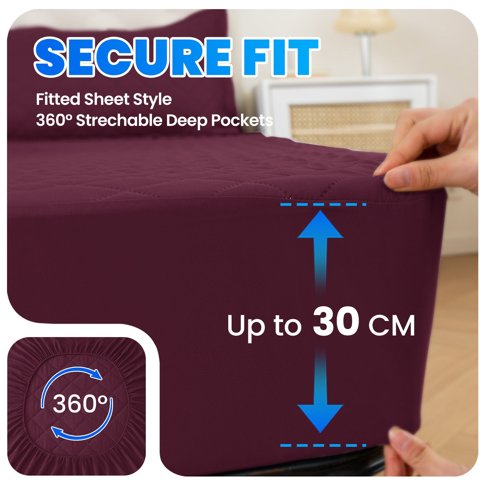 Waterproof Mattress Protector 90x190cm with Deep Pocket