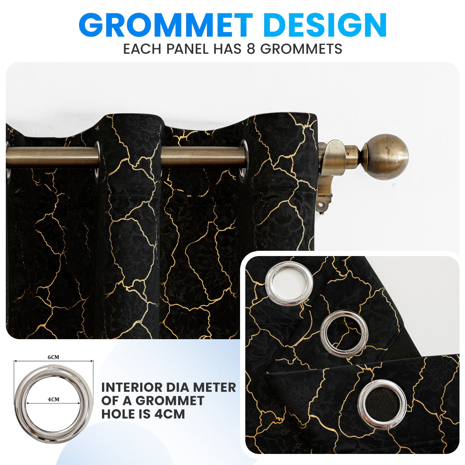 Ystyle 2 Stück Samt Verdunklungs Vorhänge 140x225 cm Gold Druck