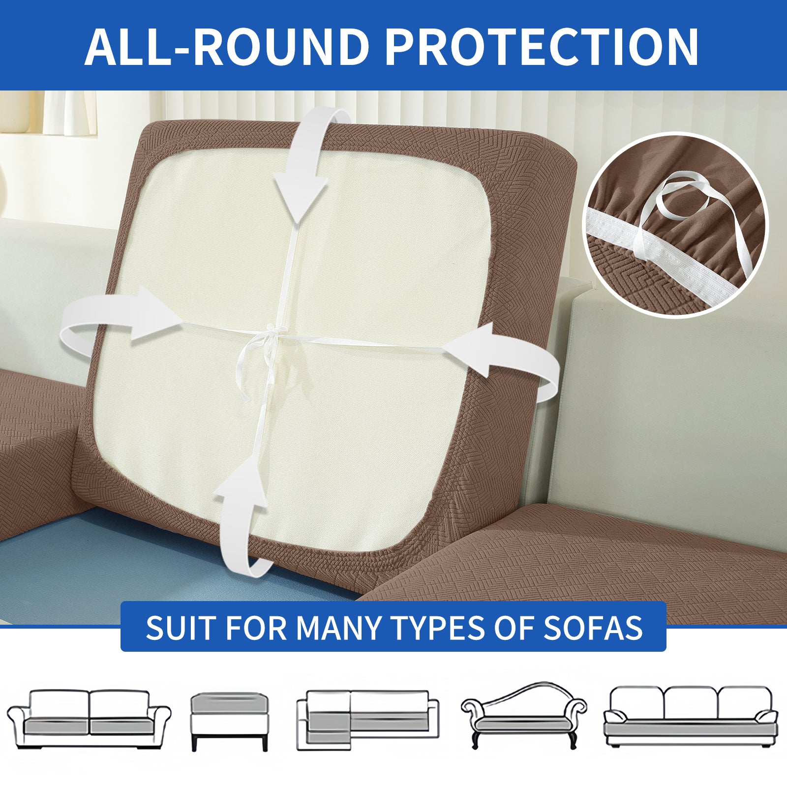 YSTYLE 3 pezzi Copertura elastica per sedile del divano 1 posto Antiscivolo