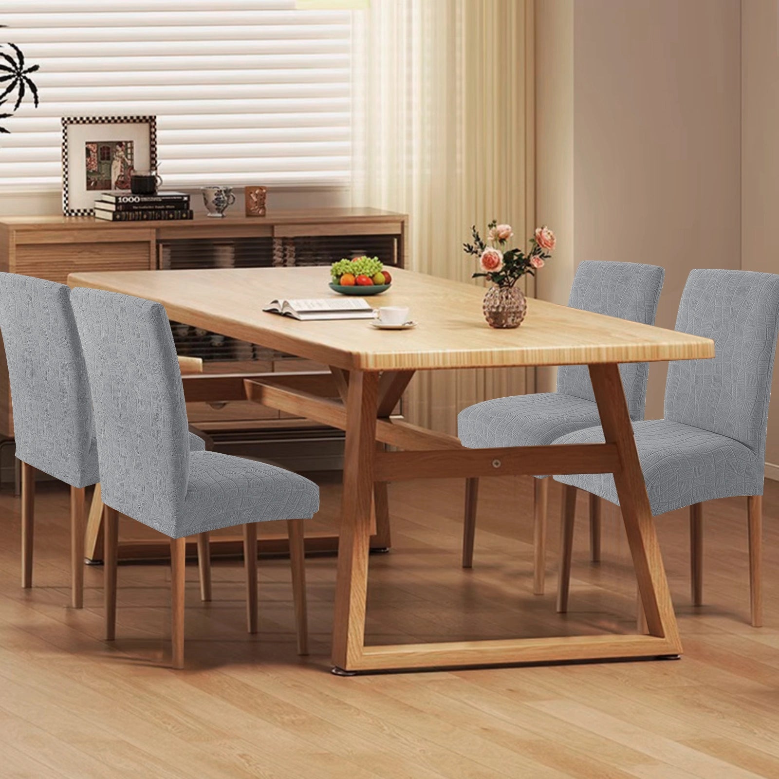 YSTYLE 4 PCS Fundas para Sillas – Ajuste Elástico, Resistente a los Rayones, Protector Universal para Sillas de Comedor - Ondulado 