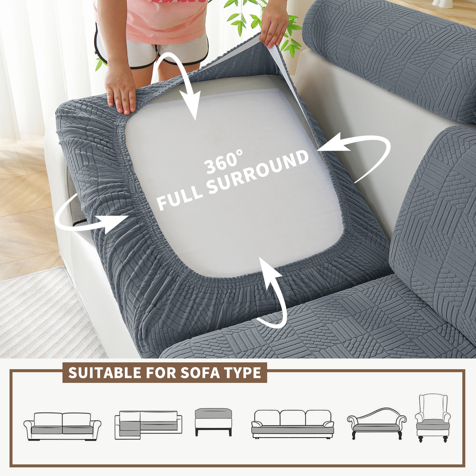 YSTYLE Copertura per sedile divano elasticizzata 1 posto motivo geometrico