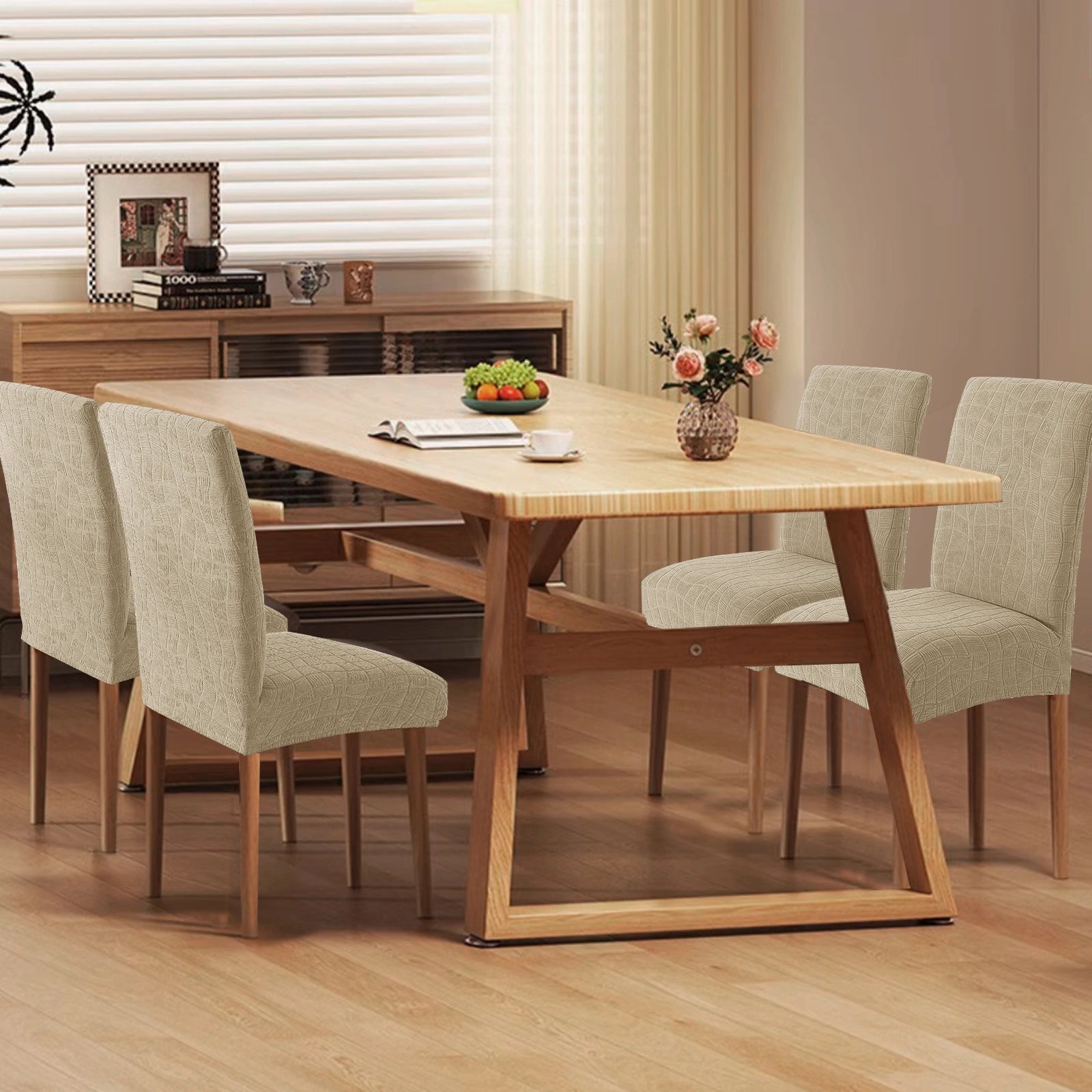 YSTYLE 4 PCS Fundas para Sillas – Ajuste Elástico, Resistente a los Rayones, Protector Universal para Sillas de Comedor - Ondulado 