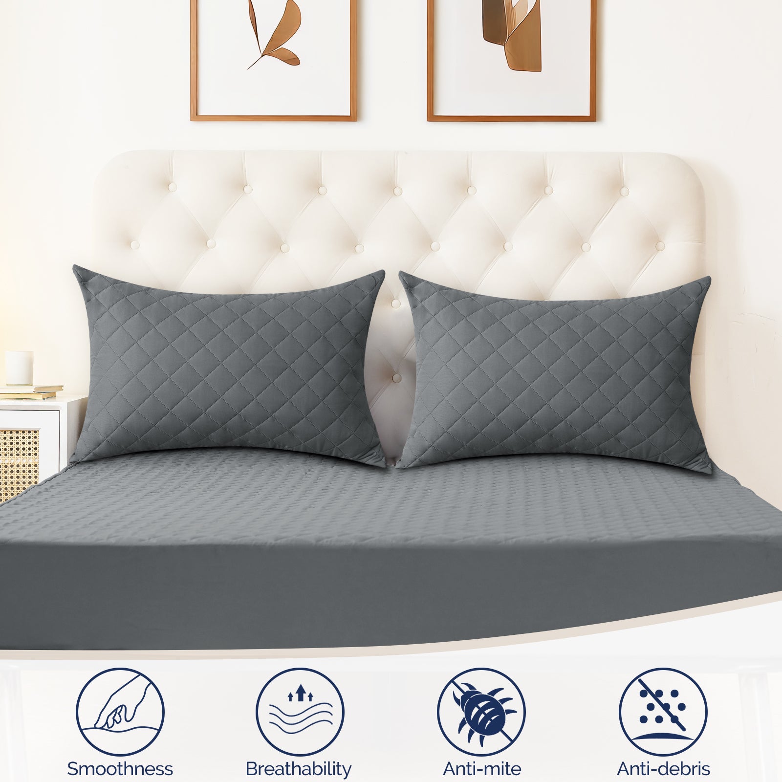 YSTYLE 2 Waterproof Pillowcases 50x80cm Breathable Anti Mite-YSTYLE