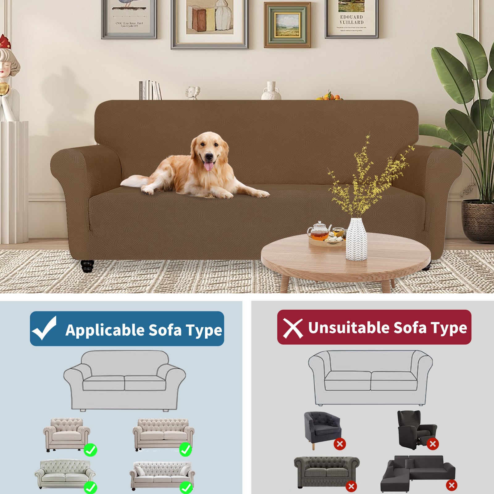 YSTYLE Hoch Stretch 1-Sitzer Sessel Bezug Anti-Rutsch Waschbar