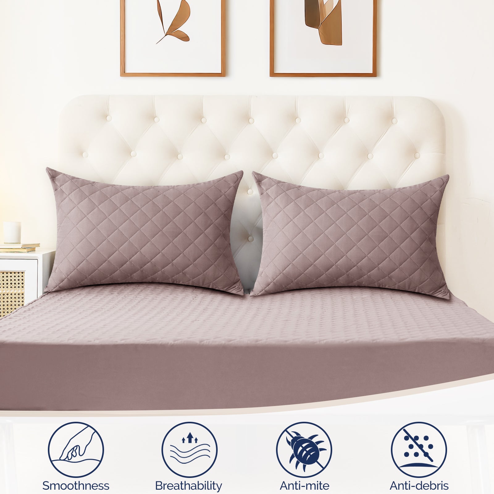 YSTYLE 2 Waterproof Pillowcases 50x80cm Breathable Anti Mite-YSTYLE