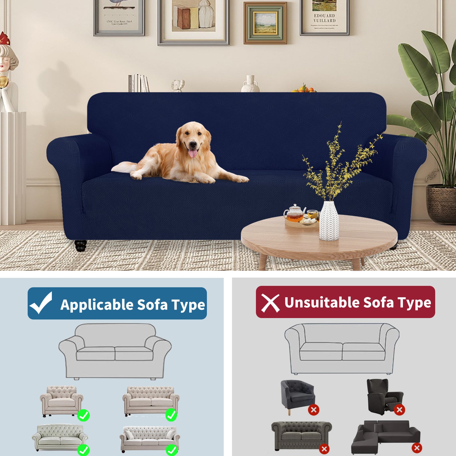 YSTYLE Hoch Stretch 1-Sitzer Sessel Bezug Anti-Rutsch Waschbar