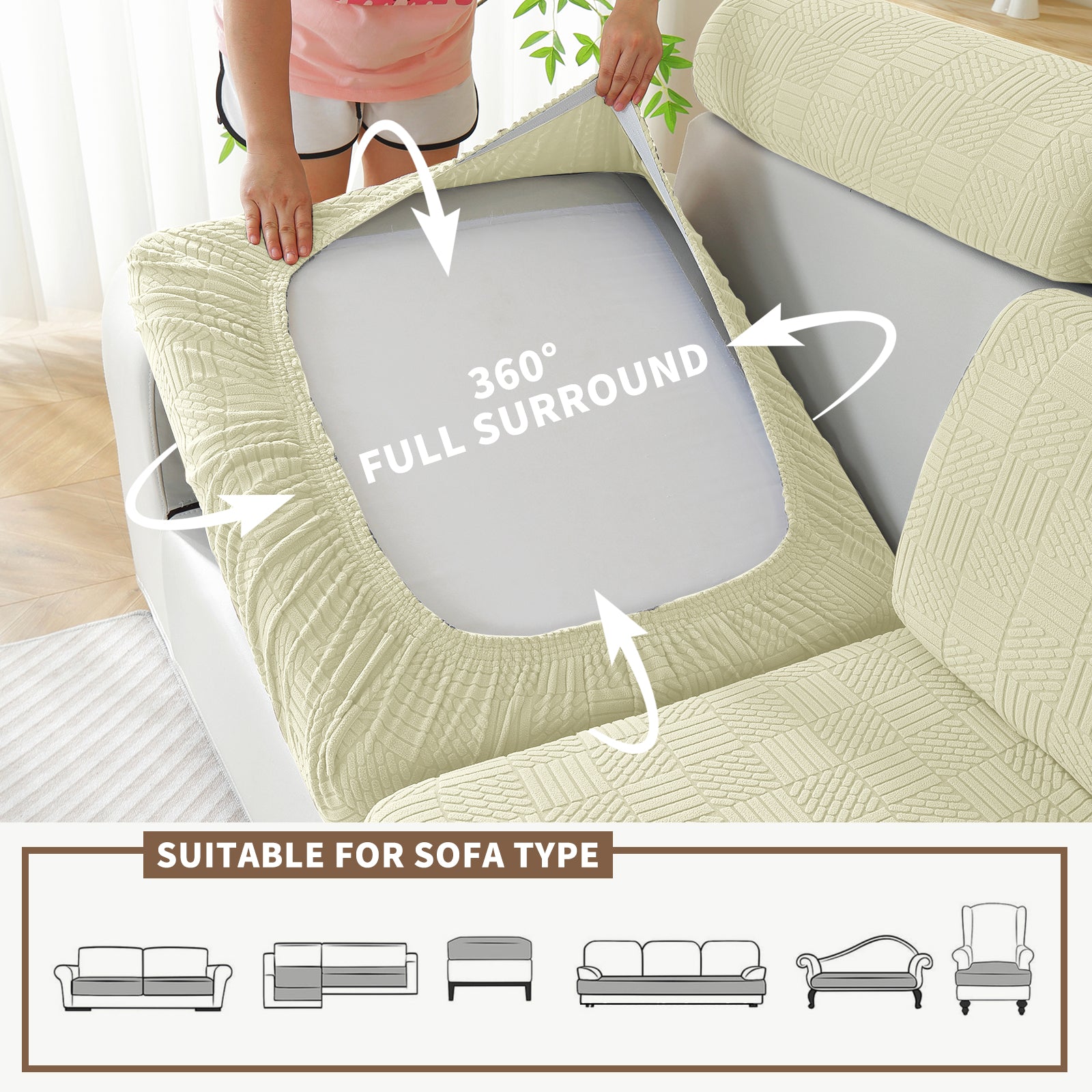 YSTYLE Copertura per sedile divano elasticizzata 1 posto motivo geometrico